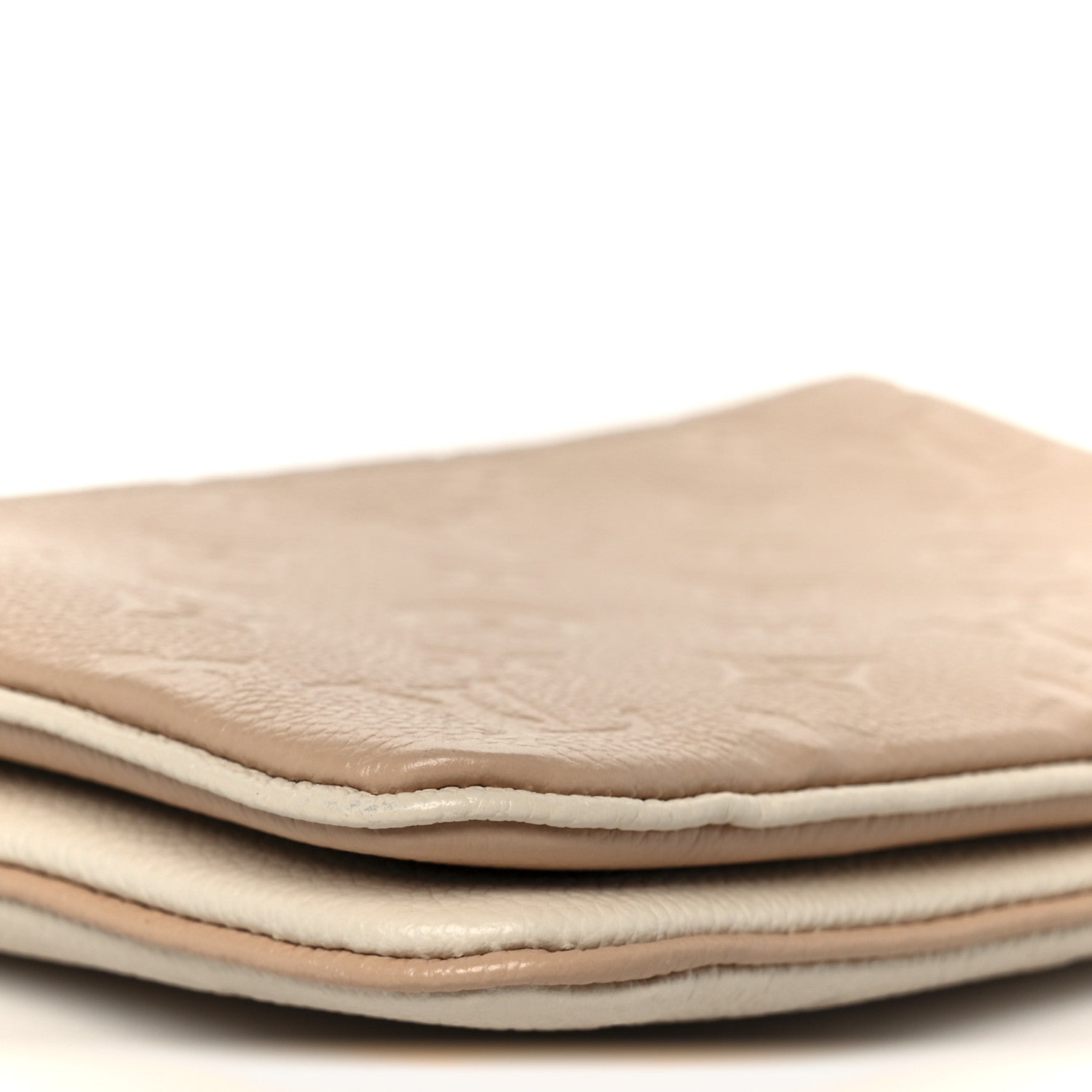 Empreinte Double Zip Pochette Beige Rose Creme