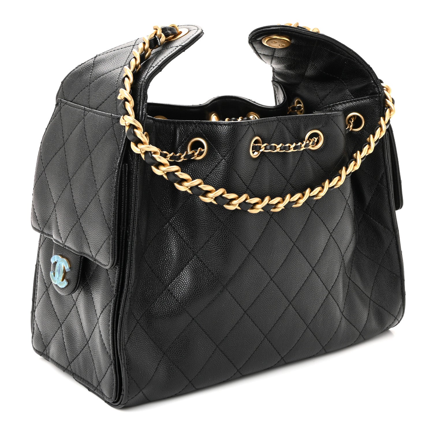 Caviar Quilted Small Chanel 25 Handbag Black