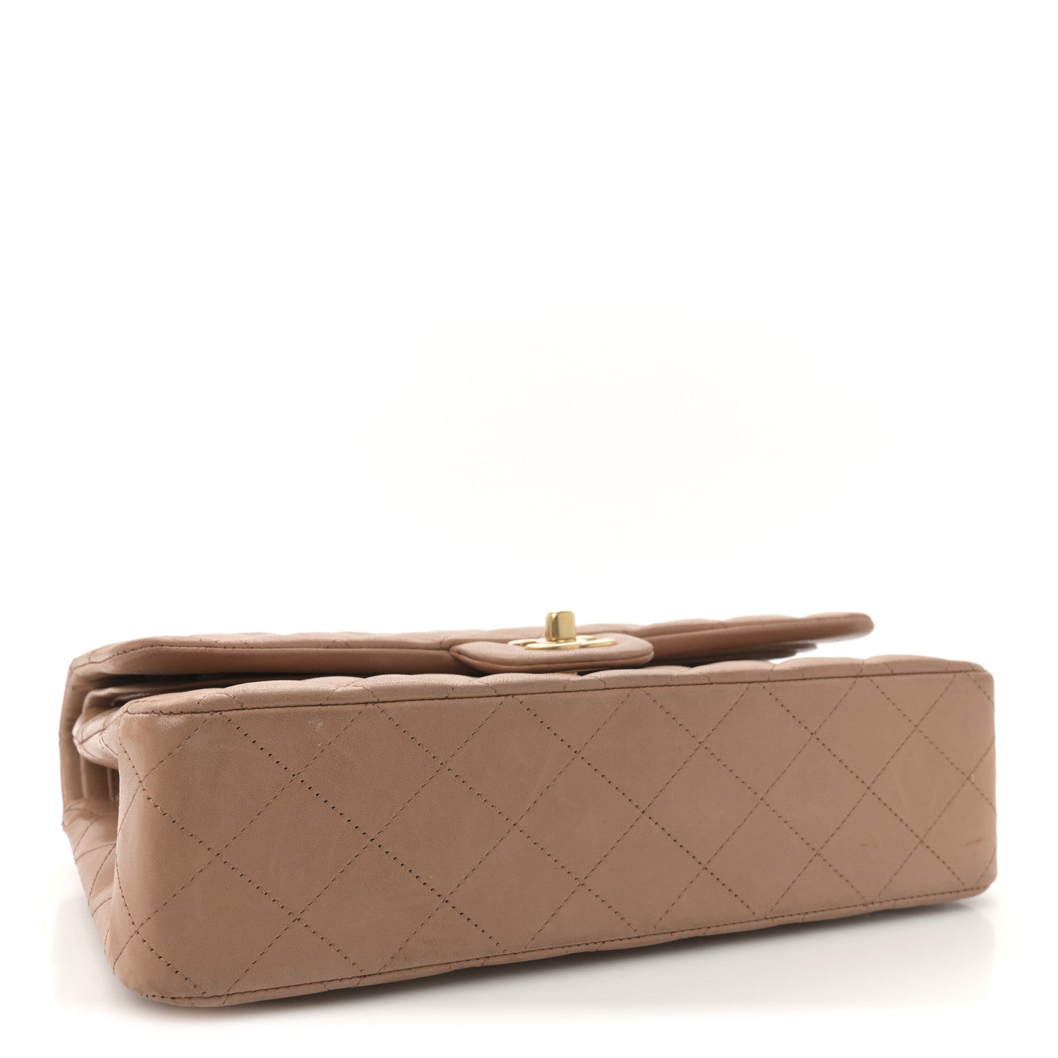 Lambskin Quilted Medium Double Flap Brown