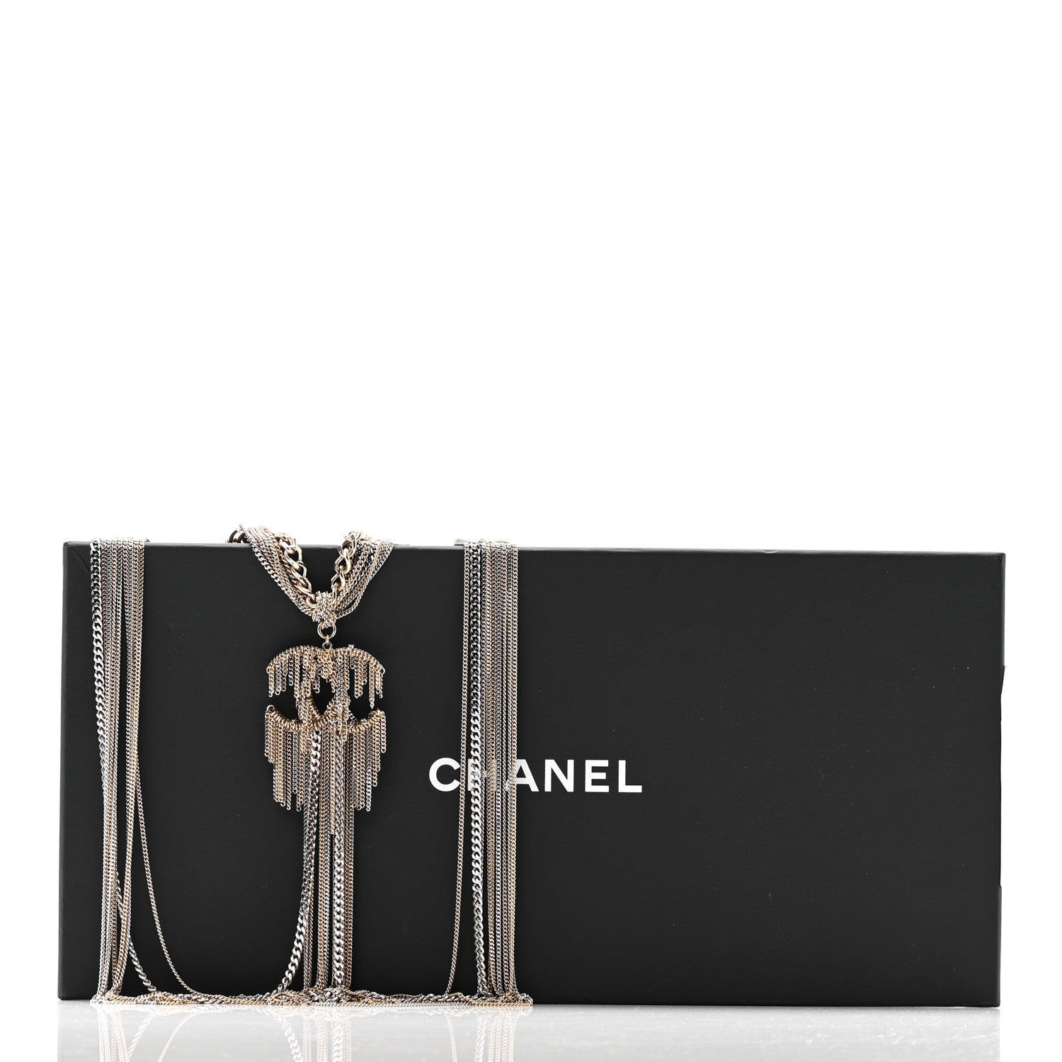 Chain Fringe Multi Strand CC Necklace Gold