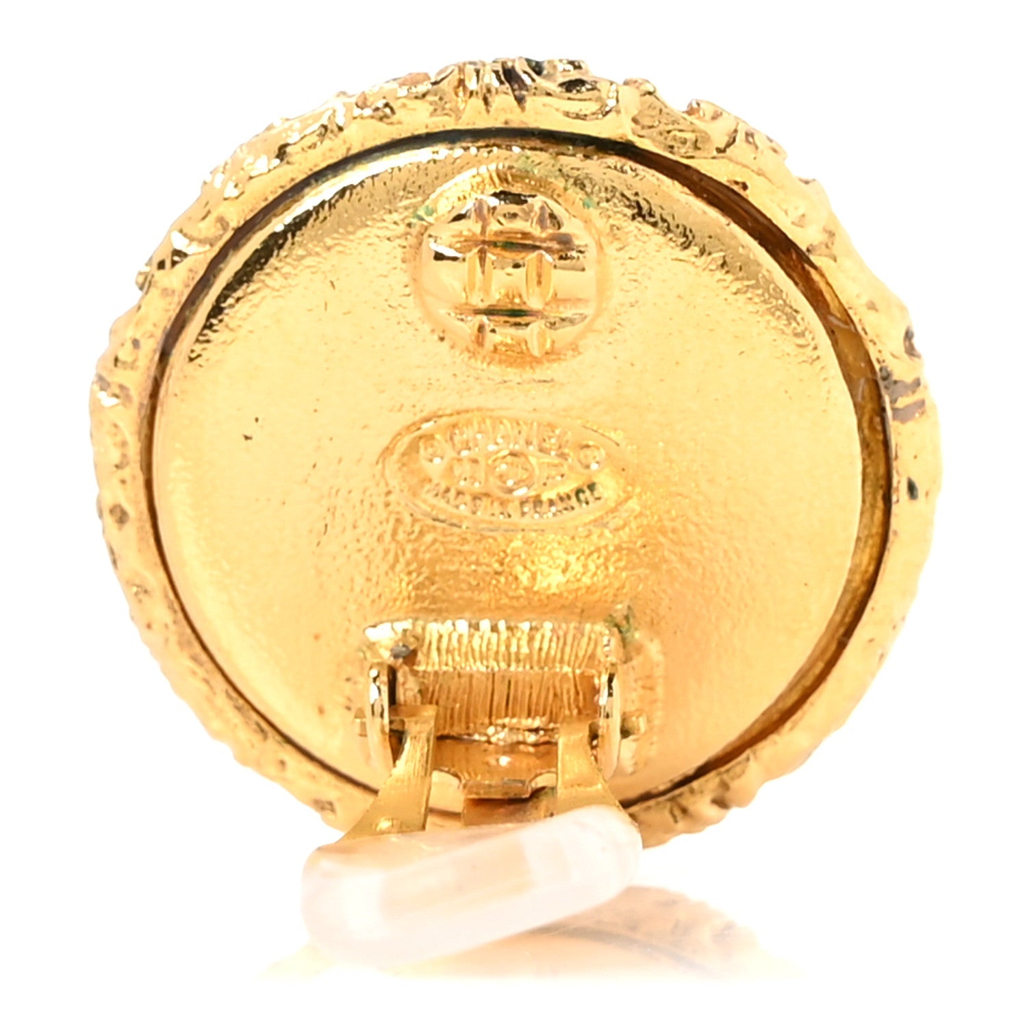 Textured CC Clip On Earrings Gold