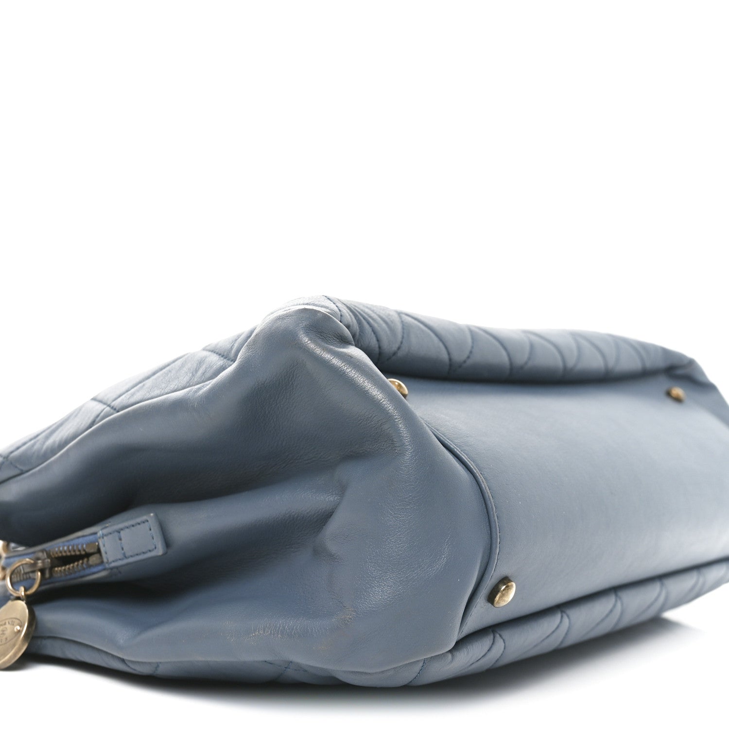 Calfskin Quilted Small CC Crown Tote Blue