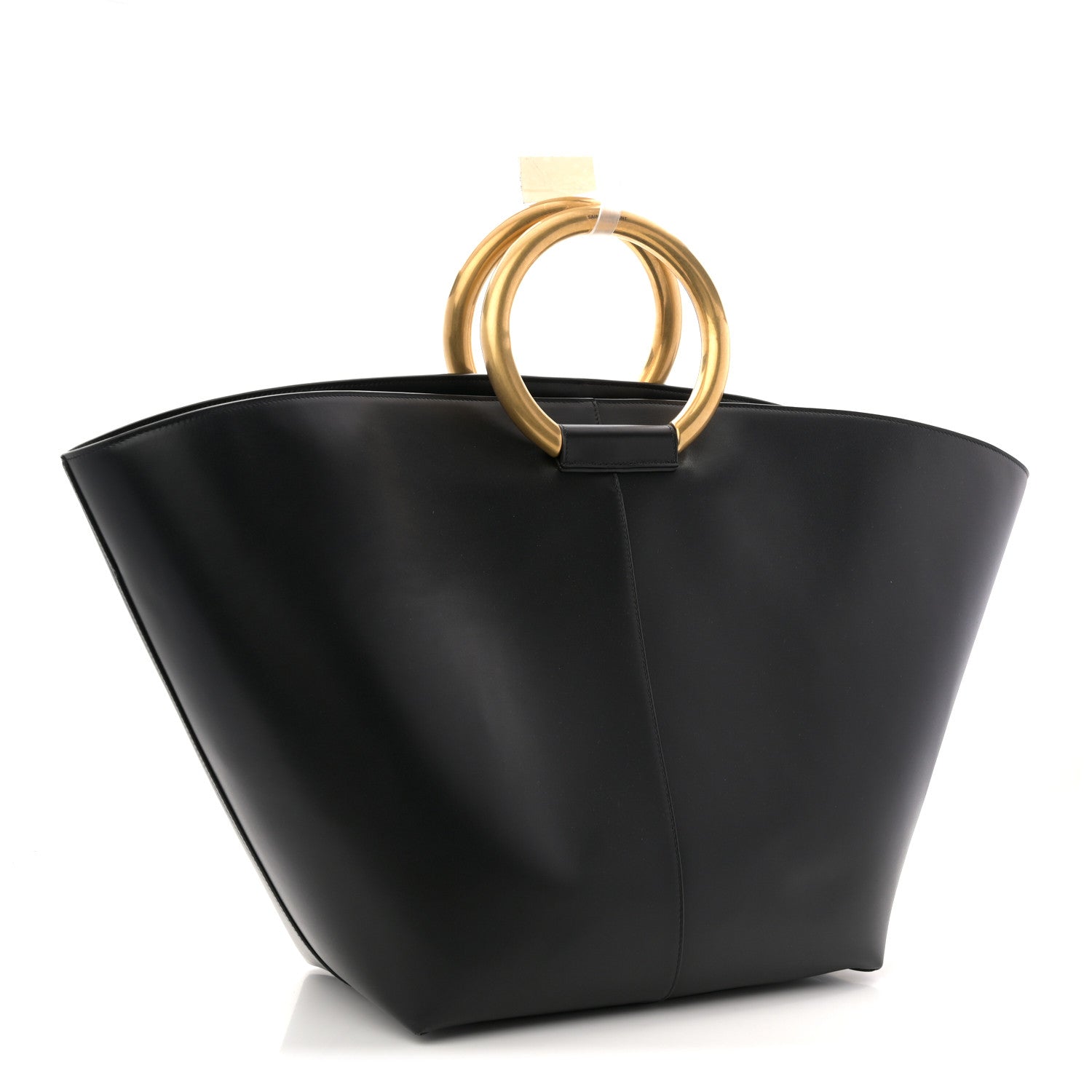 Smooth Calfskin Maxi Trapezoid Shopping Tote Black