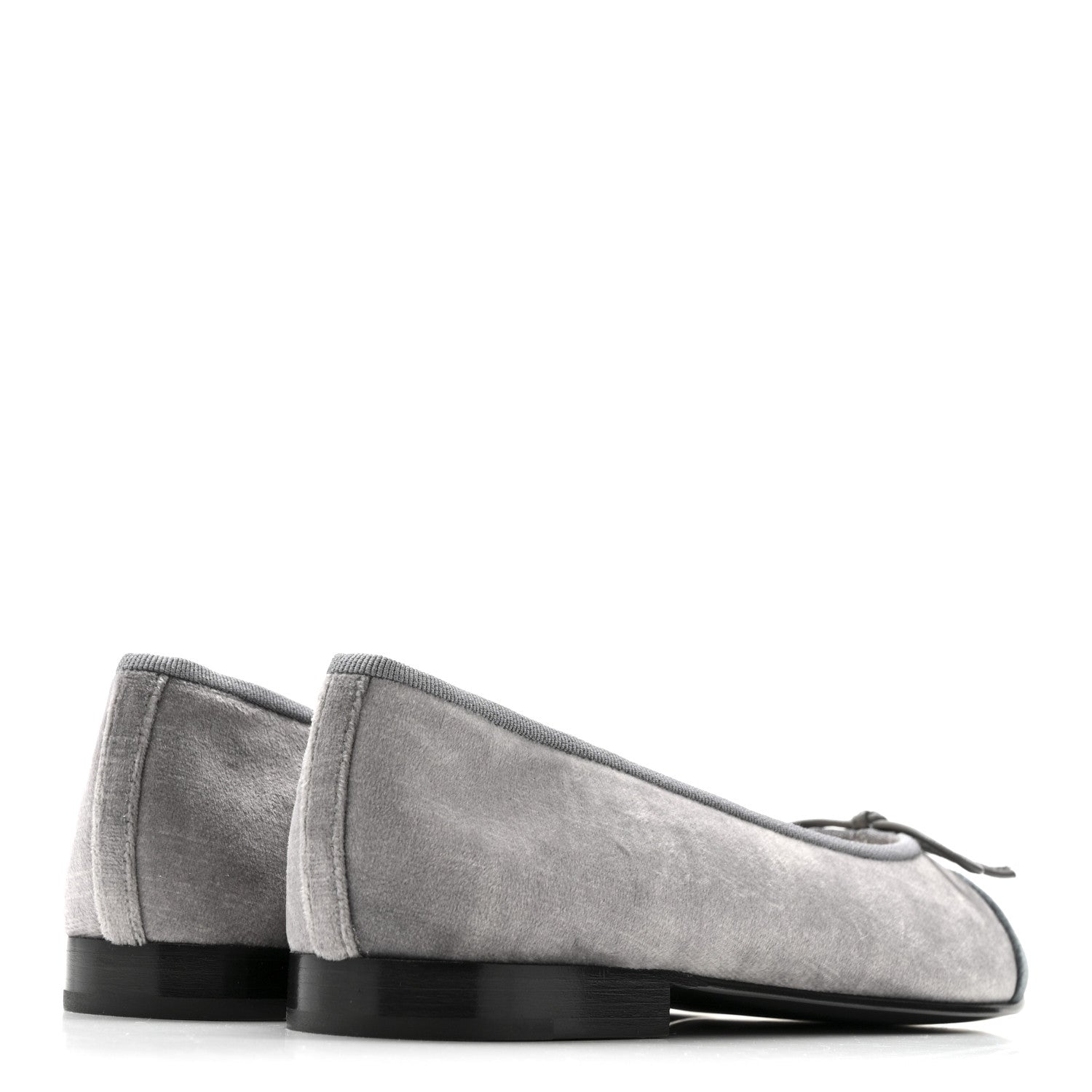 Velvet Cap Toe Ballerina Flats 36.5 Grey Green