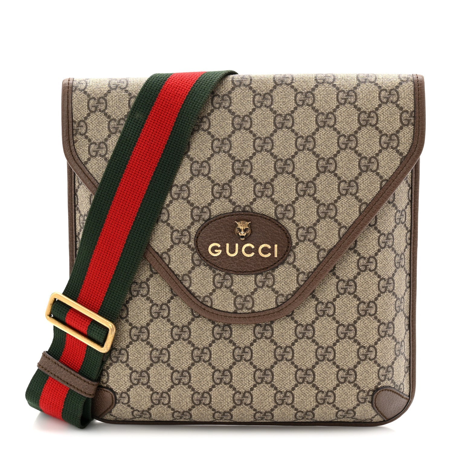 GG Supreme Monogram Web Medium Neo Vintage Flap Messenger Bag Beige New Acero