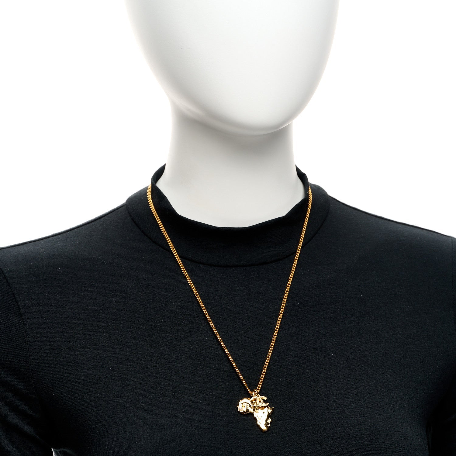 Metal Pearl Crystal CC Dakar Pendant Necklace Gold White