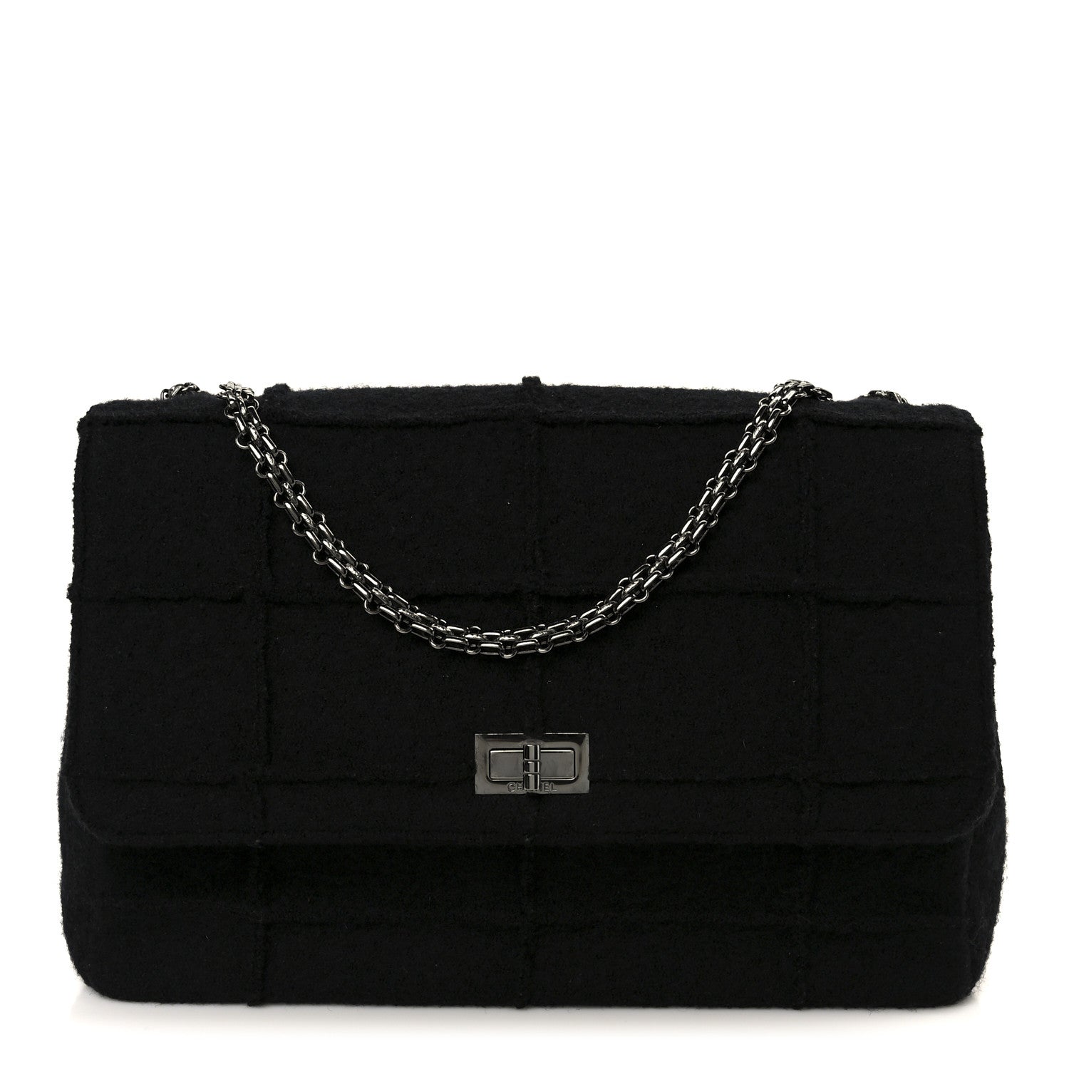 Wool Jumbo Chocolate Bar Mademoiselle Flap Black