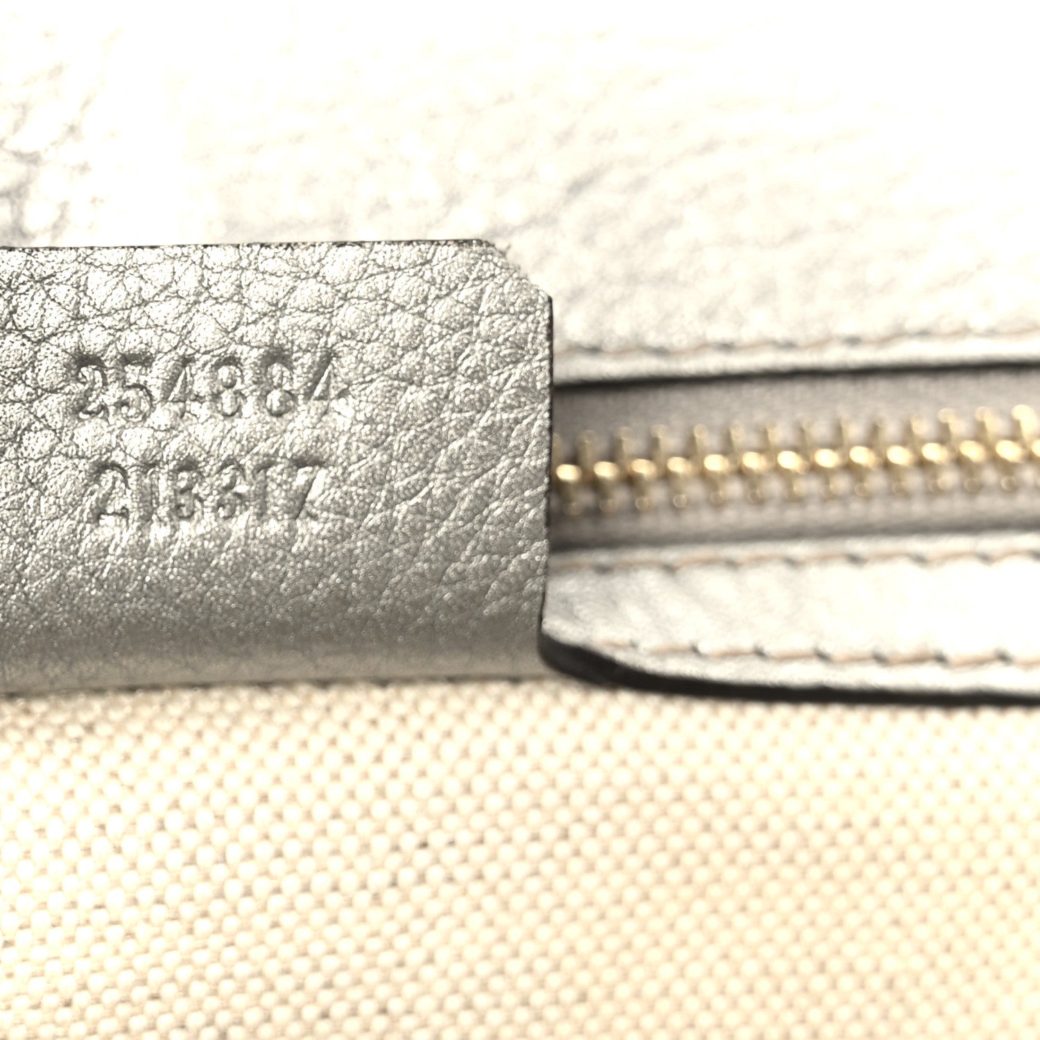 Monogram Metallic Calfskin Medium New Bamboo Top Handle Bag Silver Beige