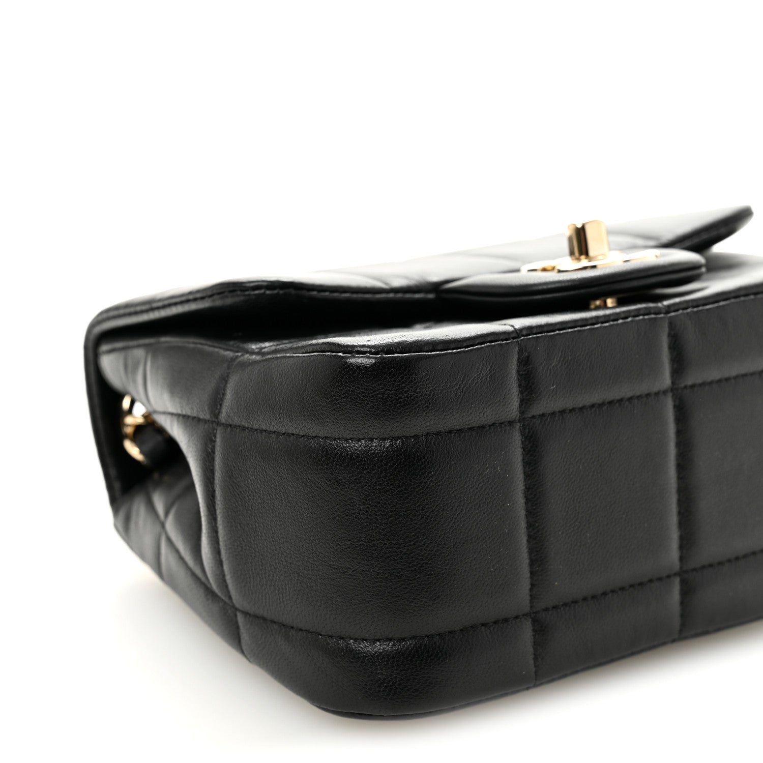 Lambskin Resin Crystal Square Quilted Mini Monacoco Flap Black
