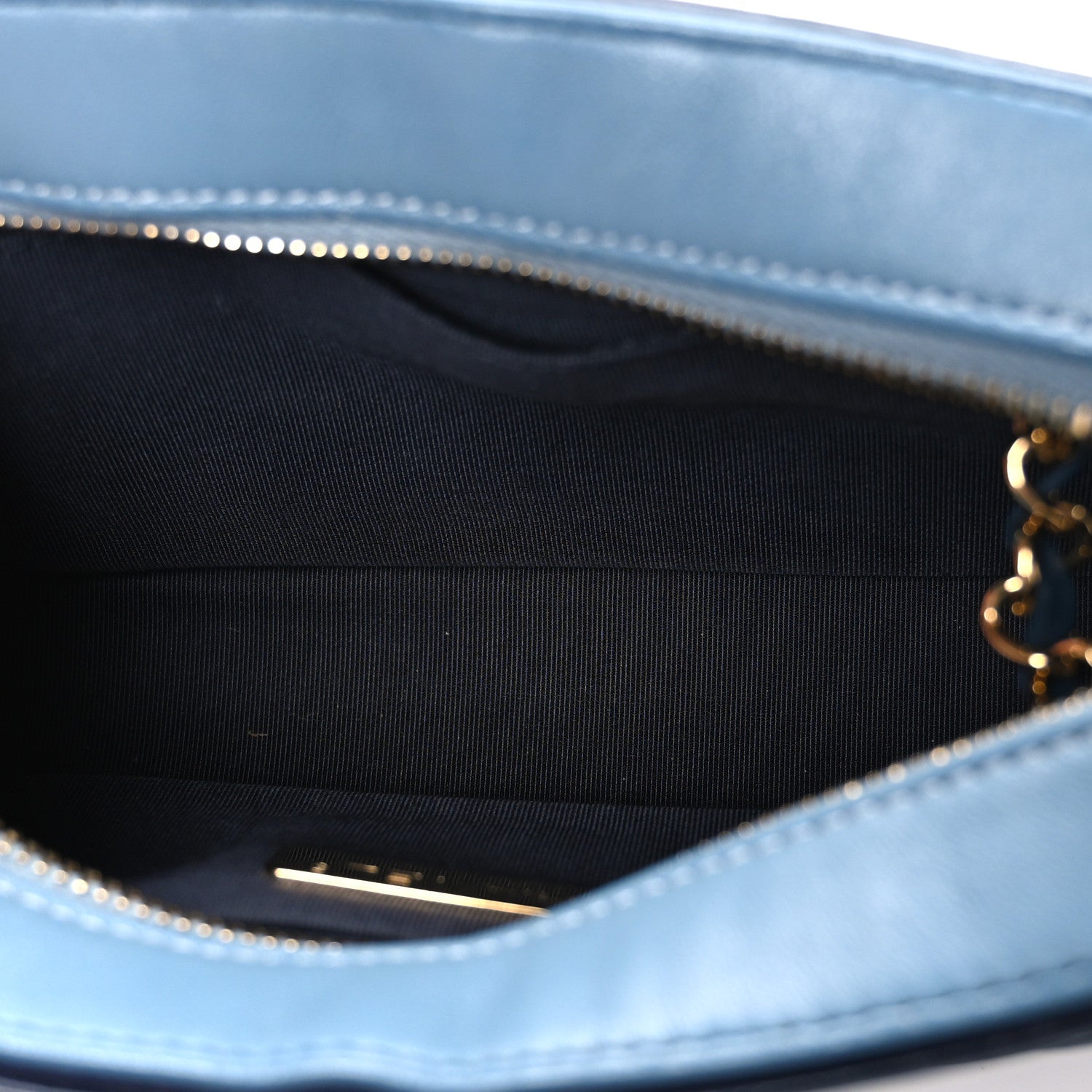 Lambskin Quilted Small In & Out Camera Case Navy Light Blue