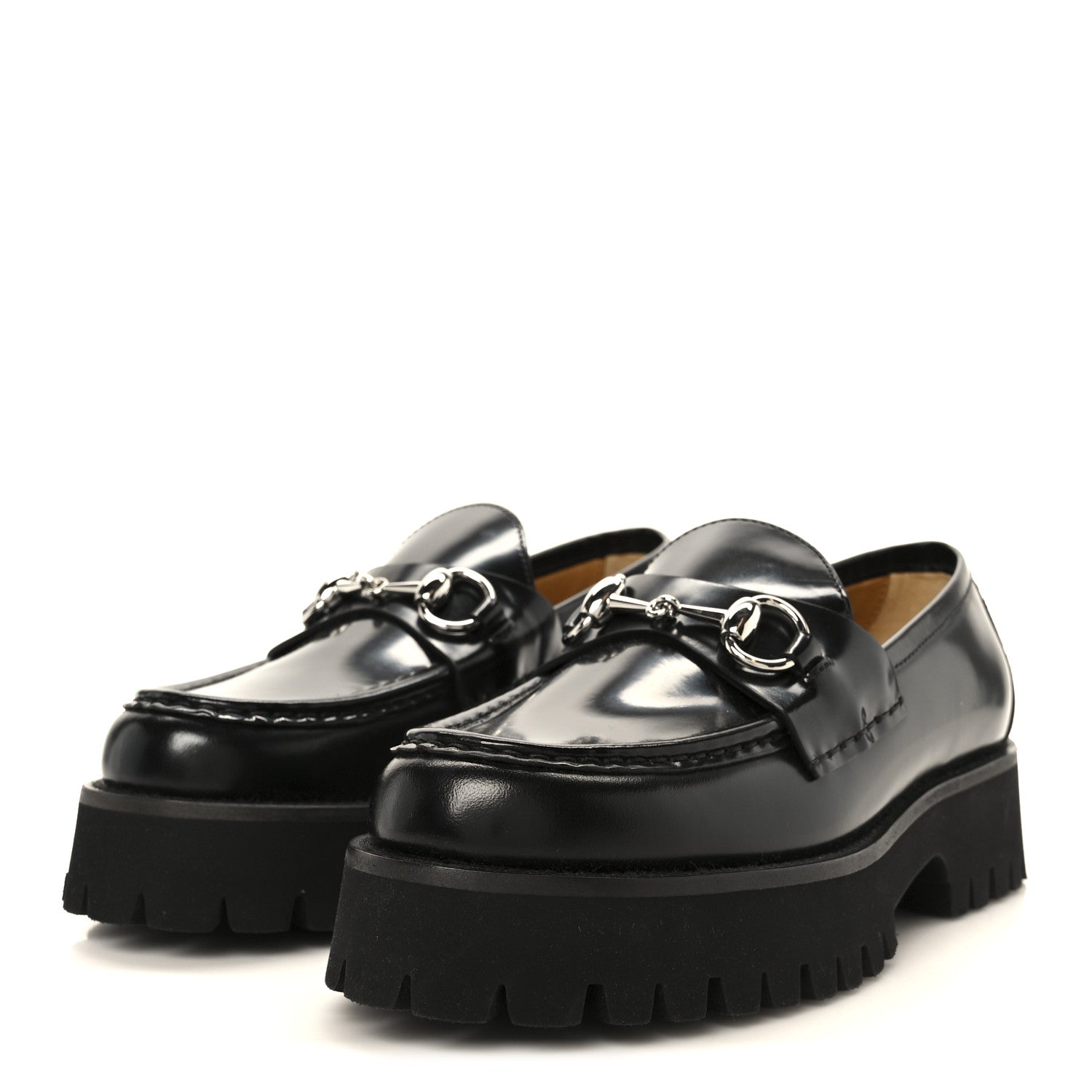 Cordovan Lux Womens Horsebit 45mm Platform Loafers 36 Black