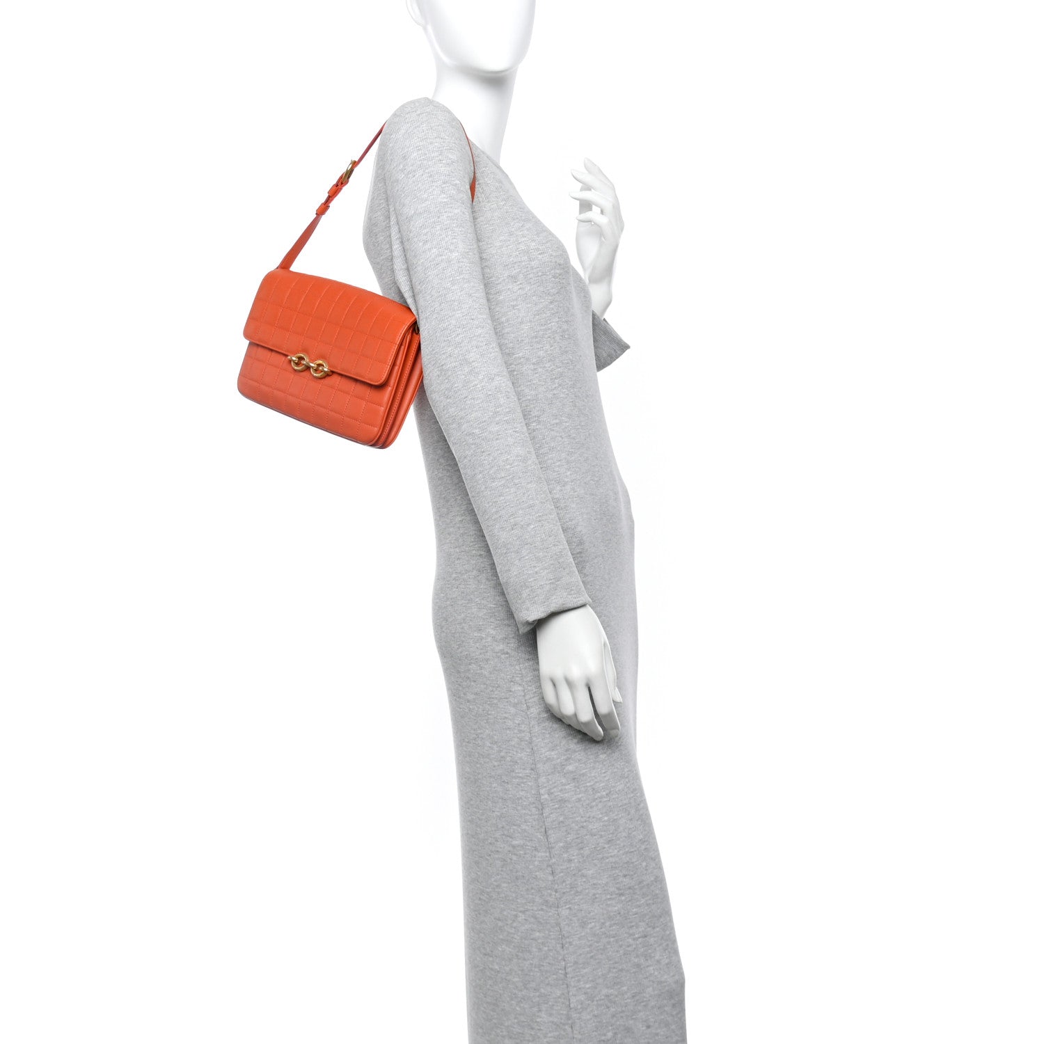 Lambskin Carre Quilted Le Maillon Satchel Orange