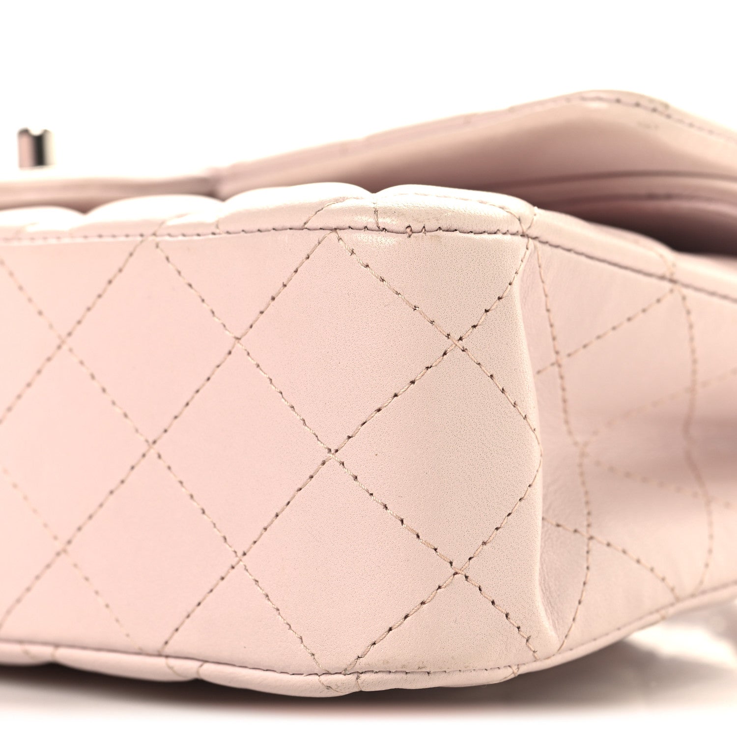Lambskin Quilted Medium Double Flap Light Pink