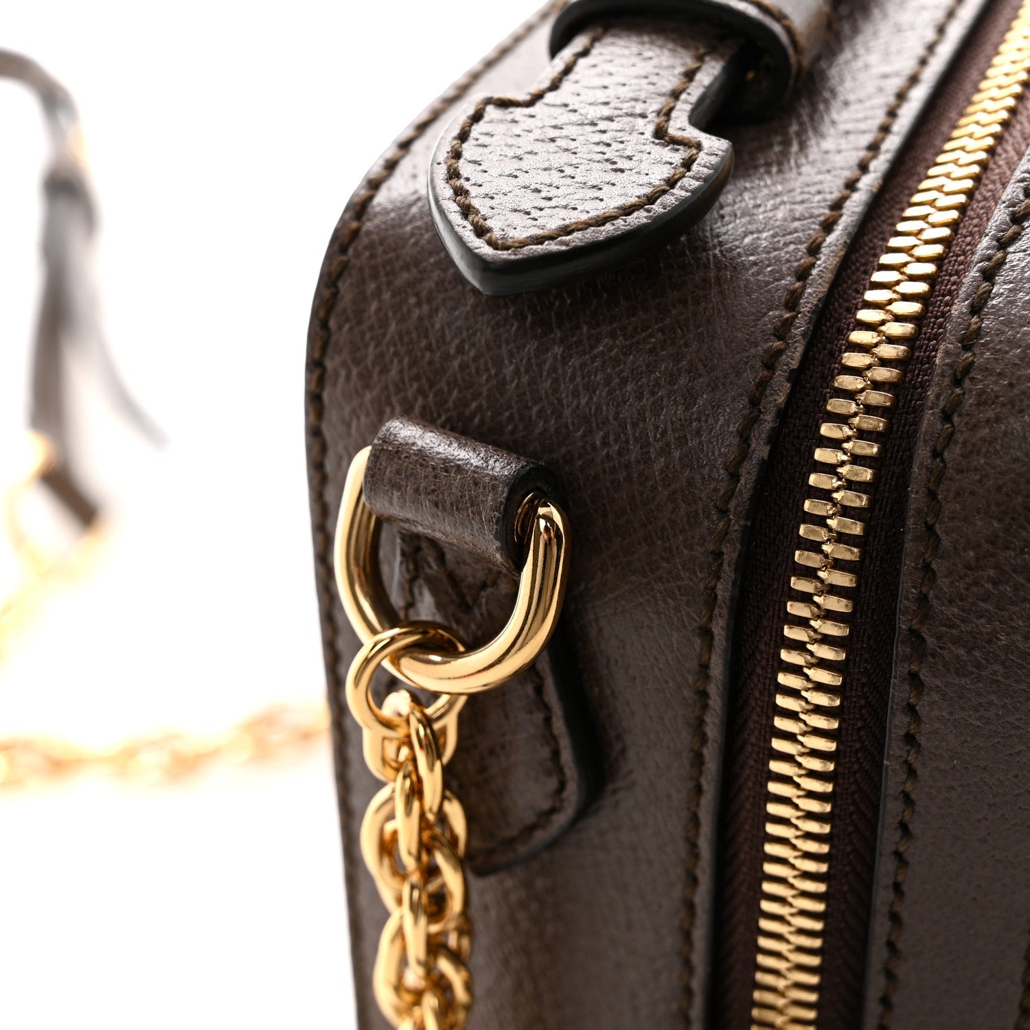 GG Supreme Monogram Mini Ophidia Top Handle Shoulder Bag Brown