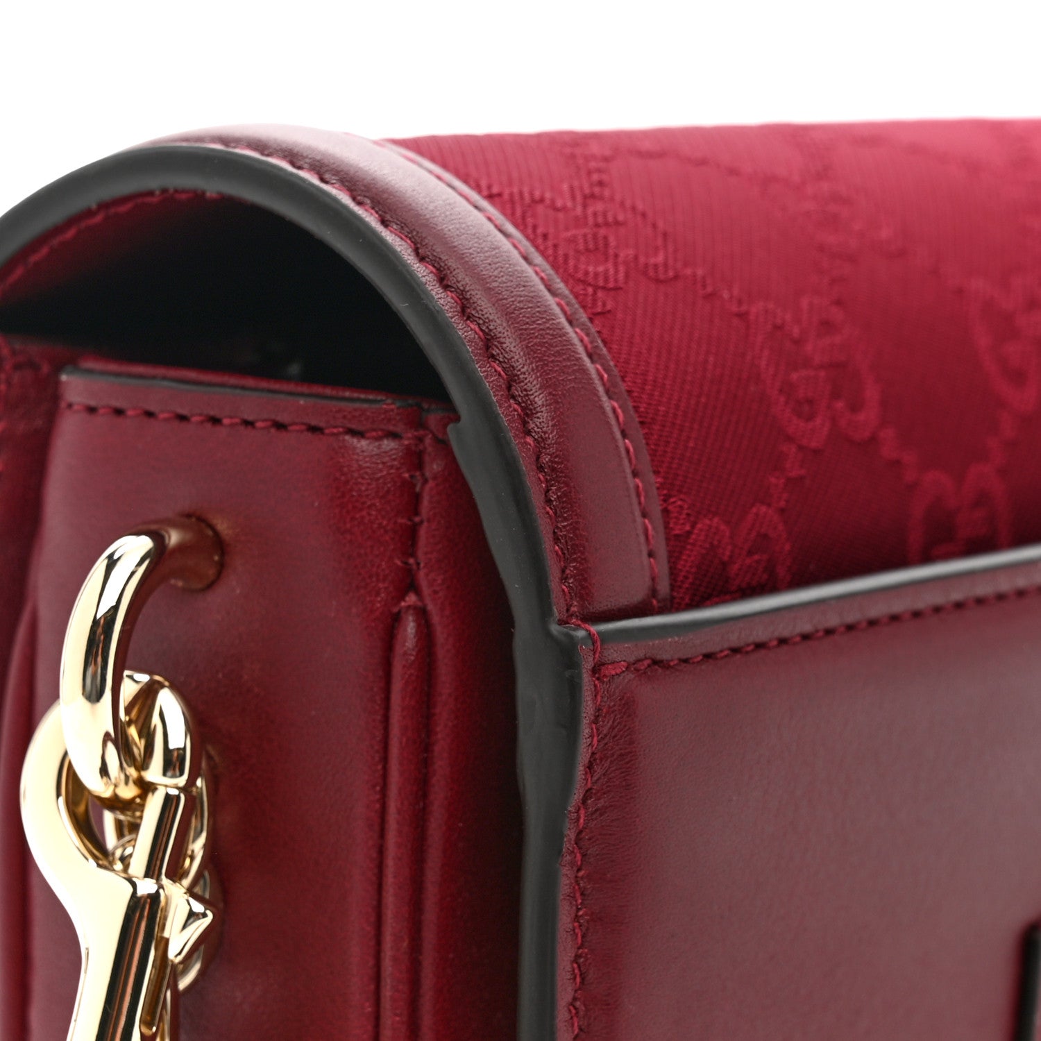 Crepe Wool Silk GG Monogram Go Small Shoulder Bag Rosso Ancora