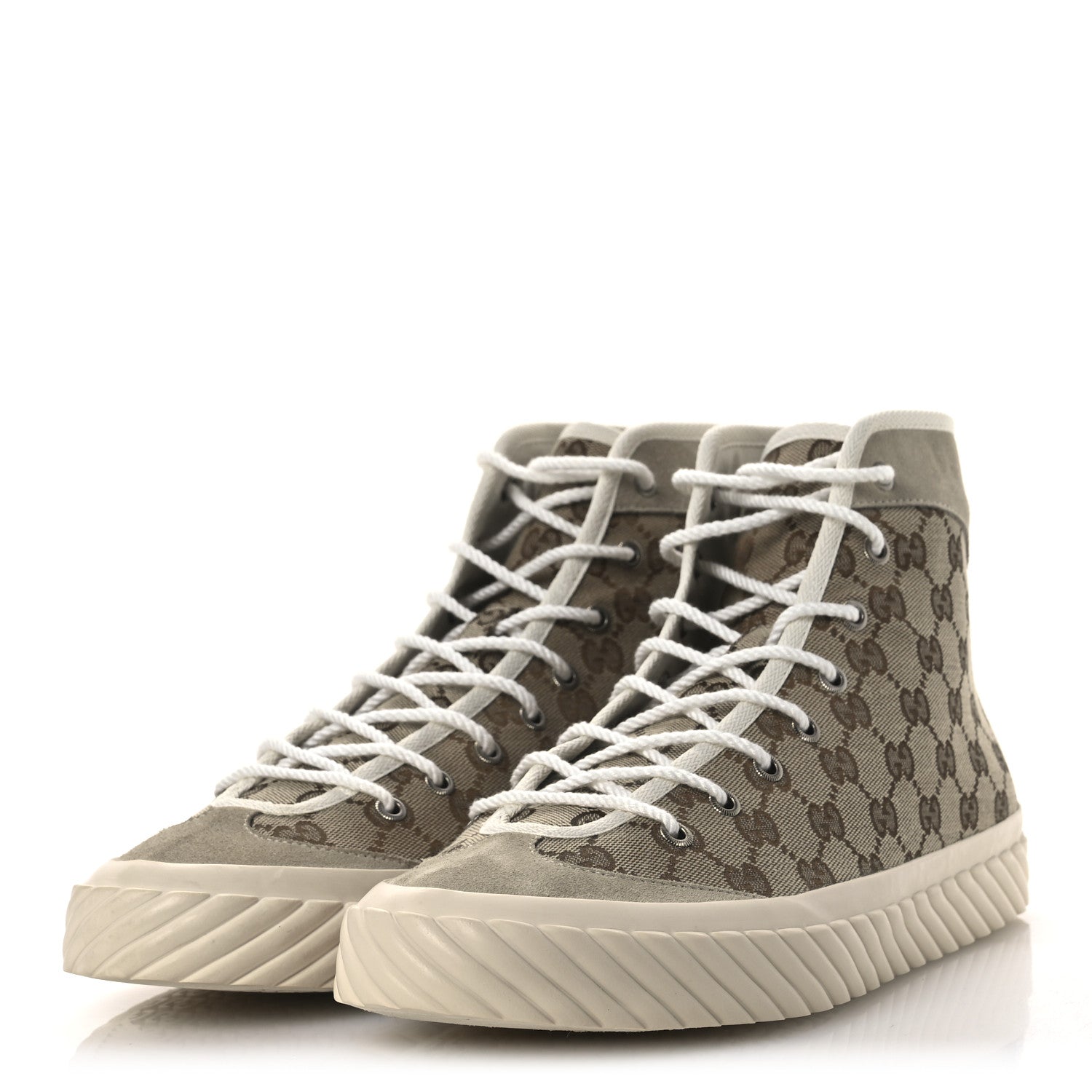 Monogram Suede Mens Tortuga High Top Sneakers 11 Beige Ebony Oatmeal Mystic White