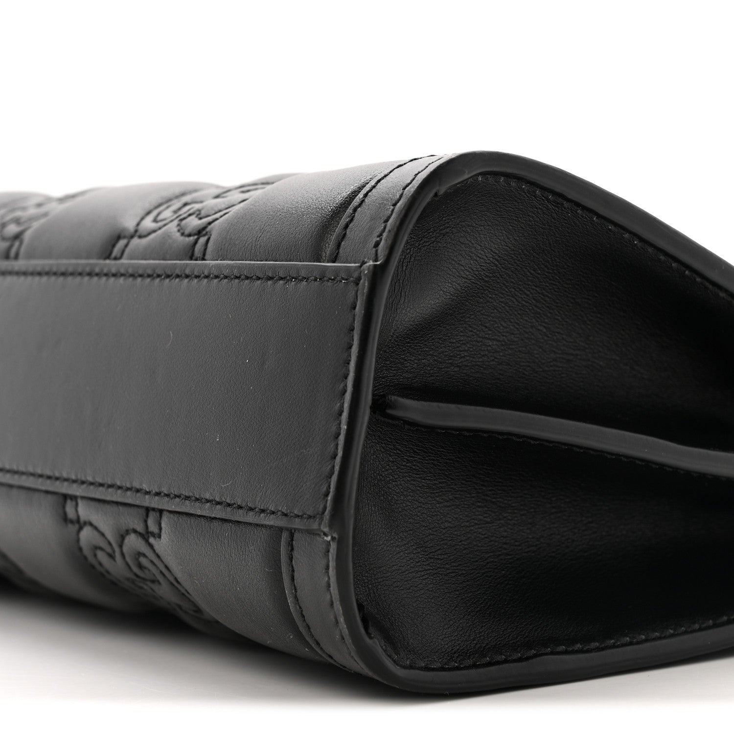 Calfskin GG Matelasse Small Slim Chain Shoulder Bag Black Natural