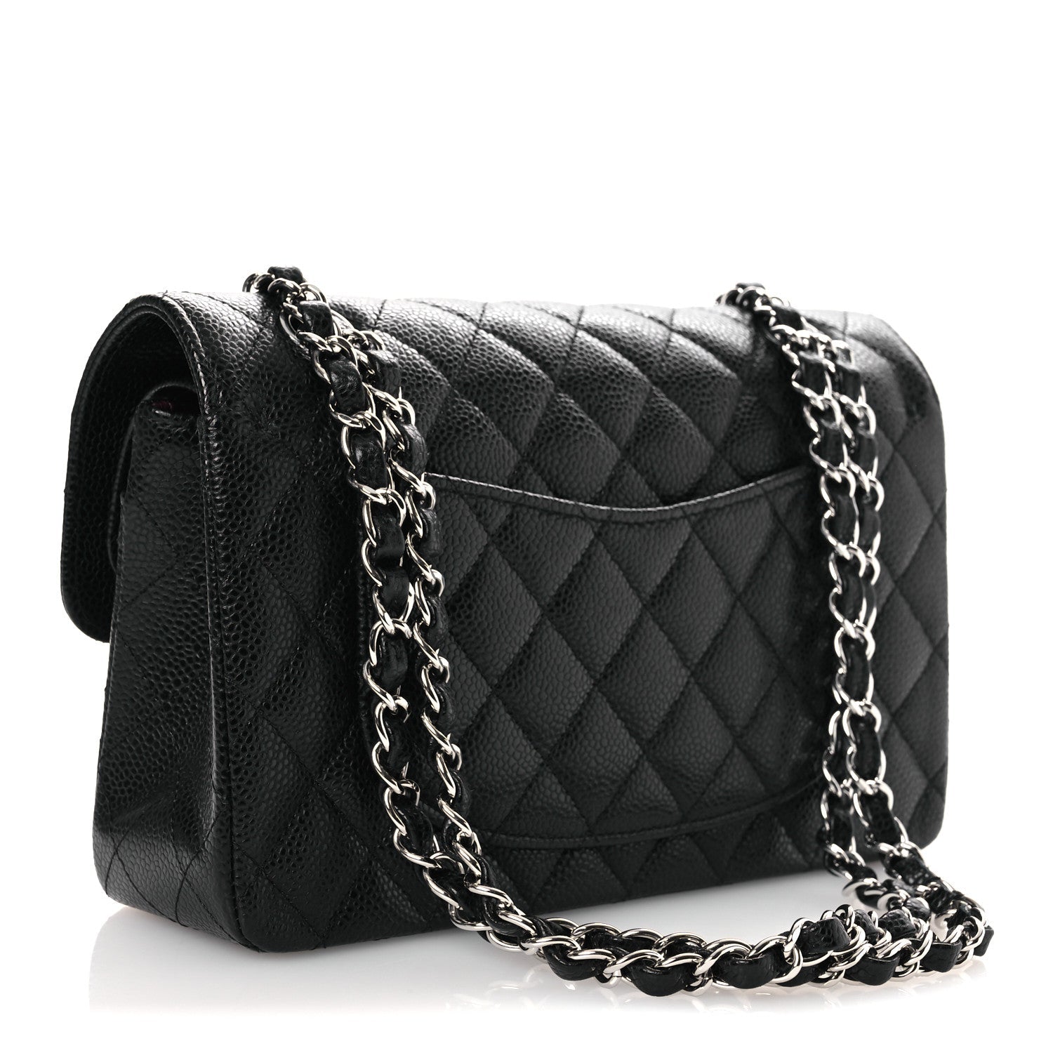 Caviar Quilted Small Double Flap Black