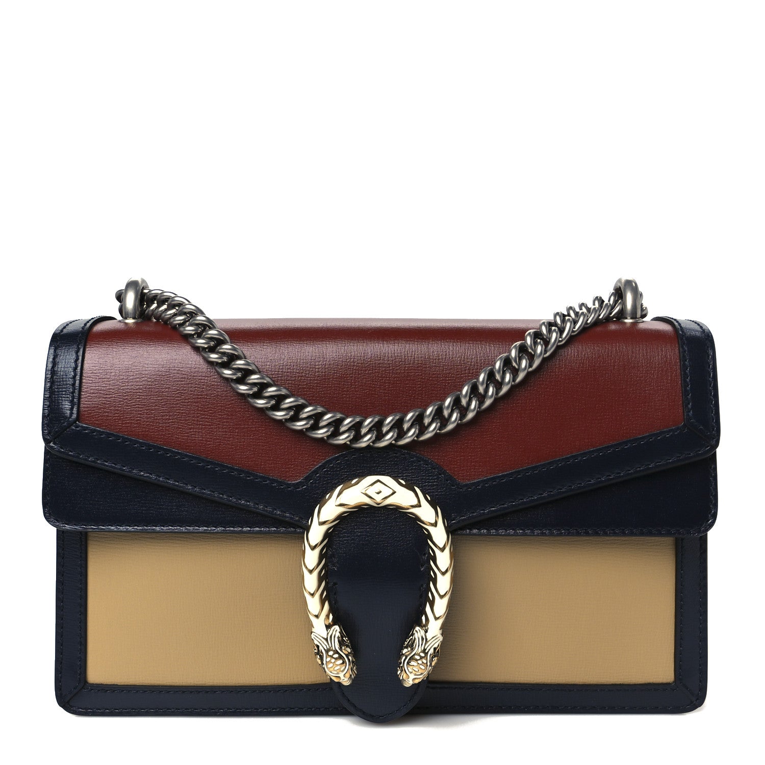 Azalea Calfskin Enamel Small Dionysus Shoulder Bag Brick Sand Navy Off White