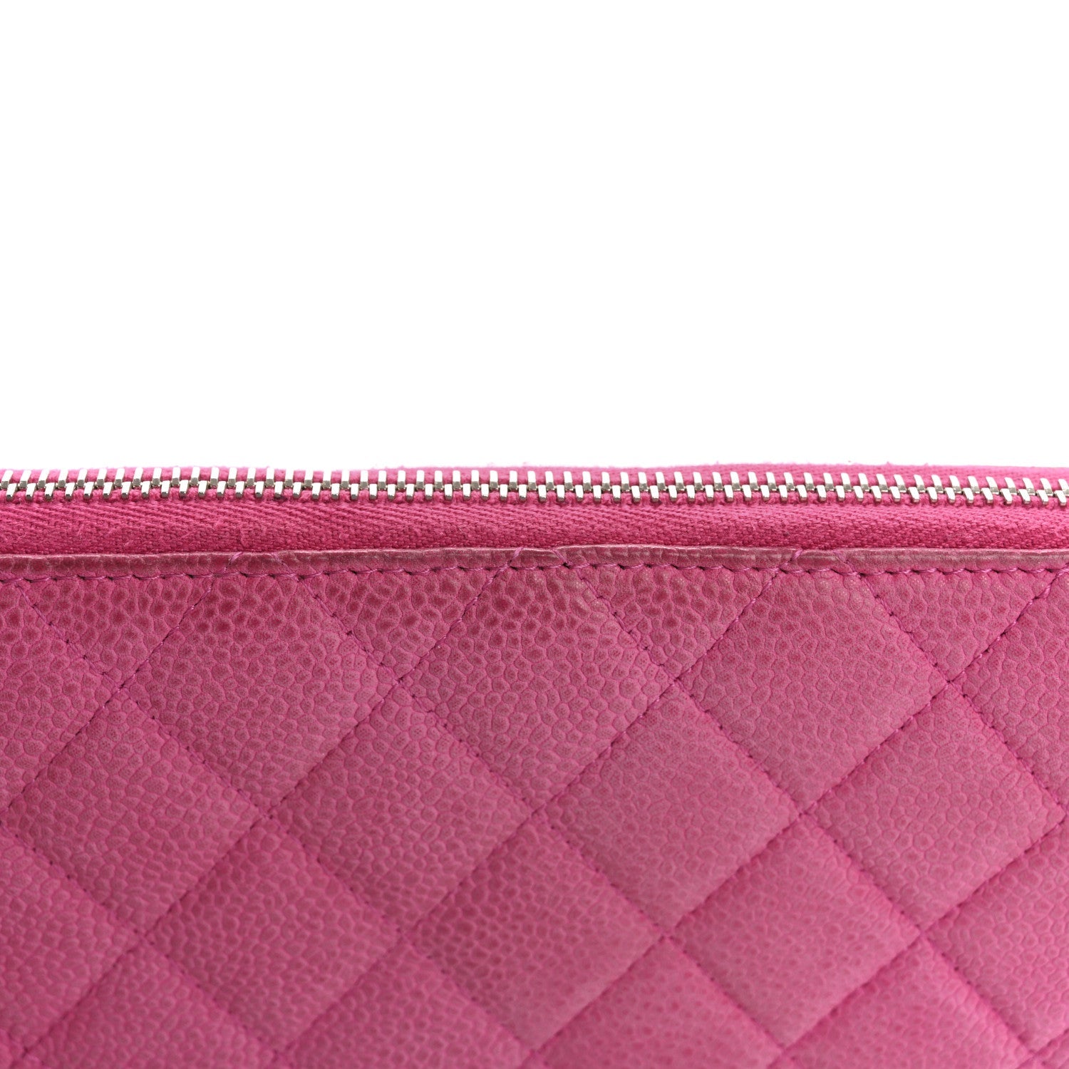 Iridescent Caviar Quilted Medium Zip Around Wallet Pink