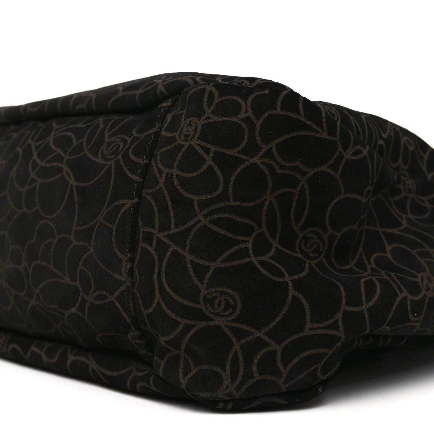 Suede Camellia Hobo Bag Black