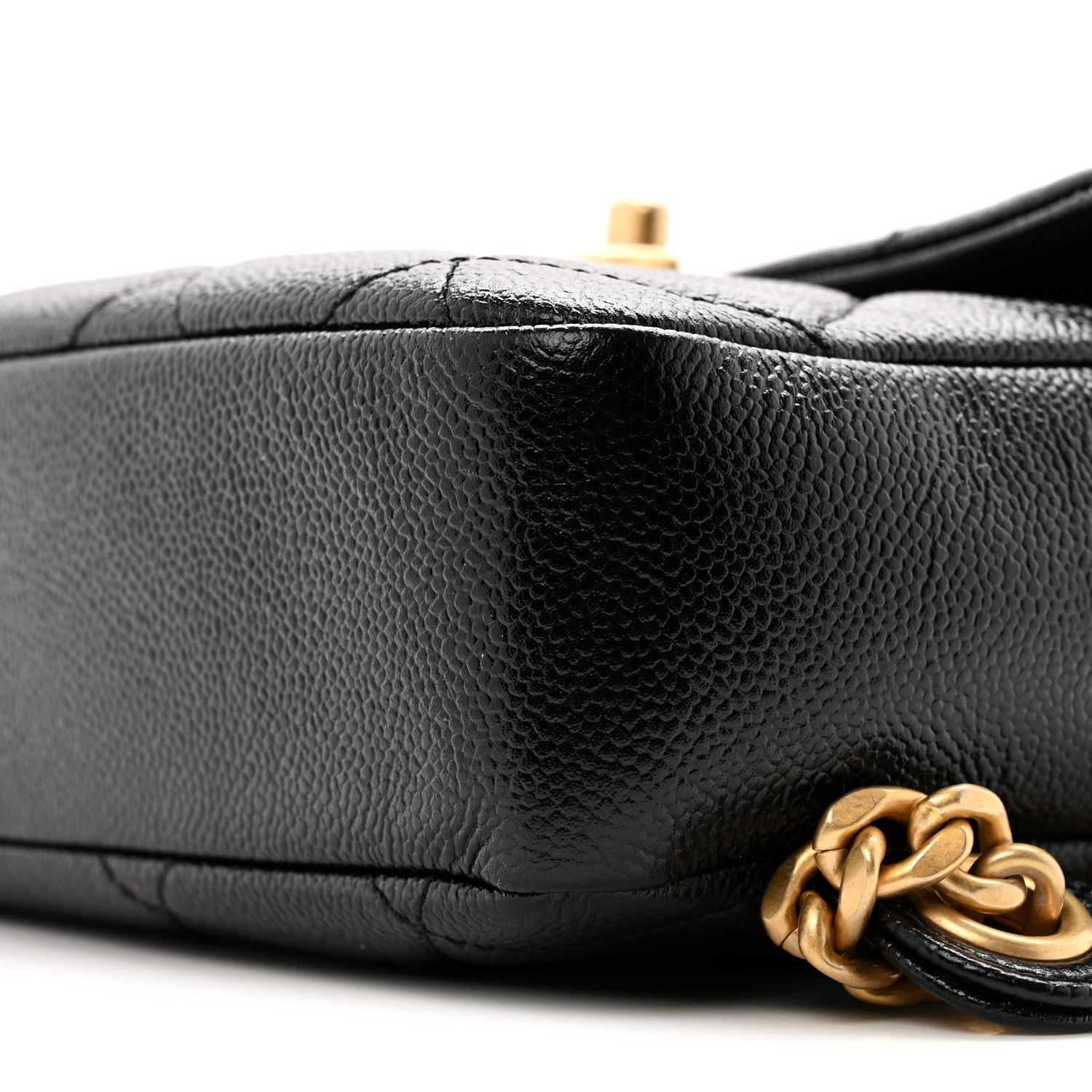 Shiny Caviar Quilted Chain Melody Backpack Black
