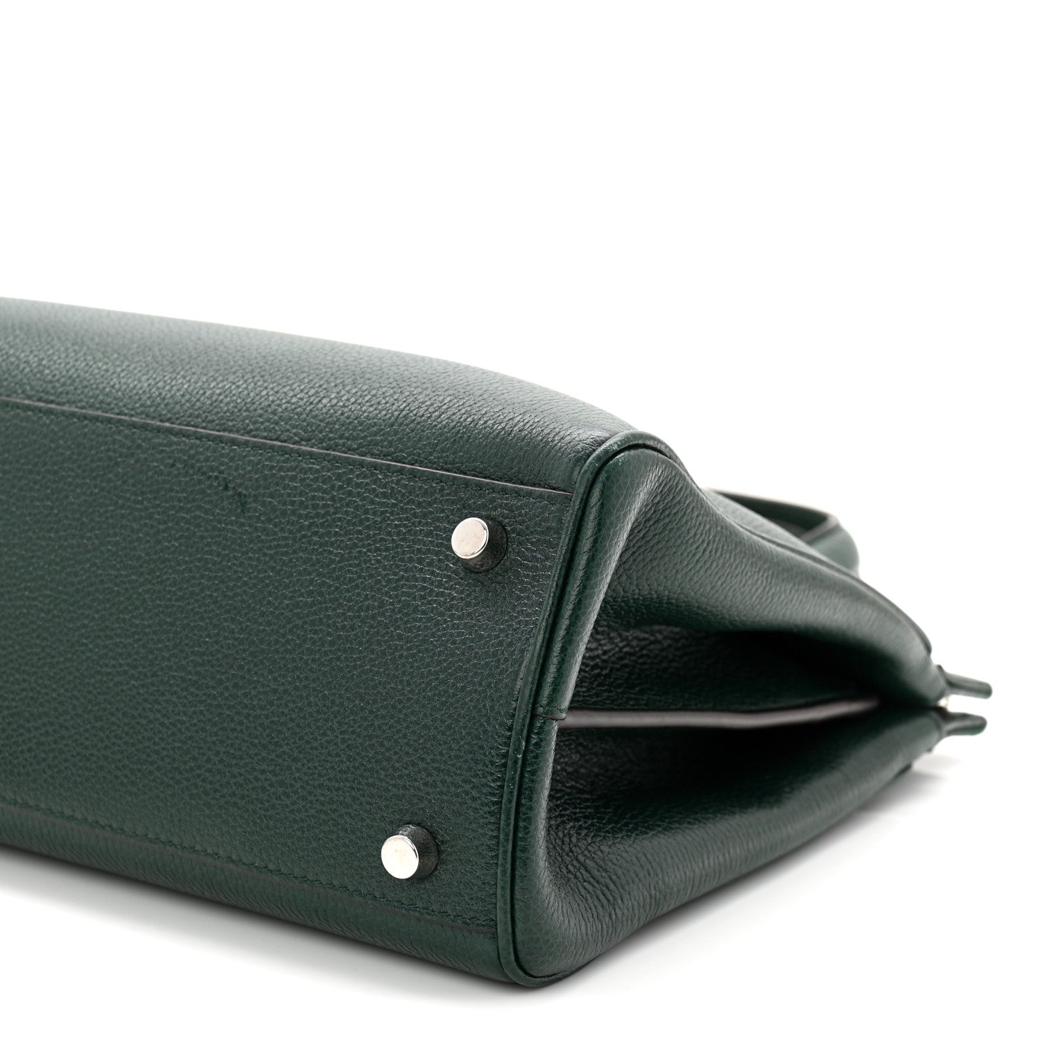 Grainy Calfskin Small Zumi Top Handle Bag Vintage Green