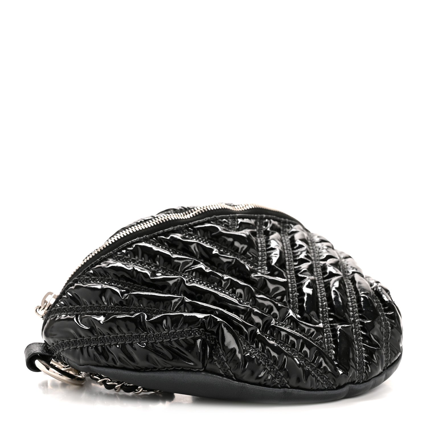 Lame Chevron Space Suit Waist Bag Black