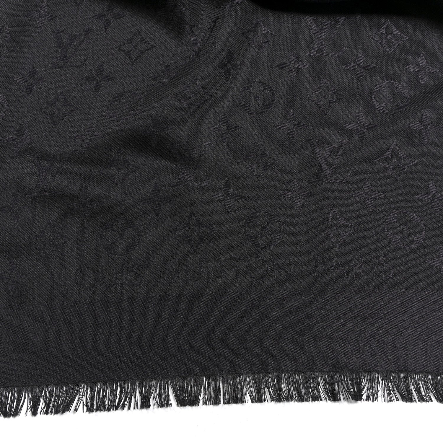 Silk Wool Monogram Shawl Ardoise