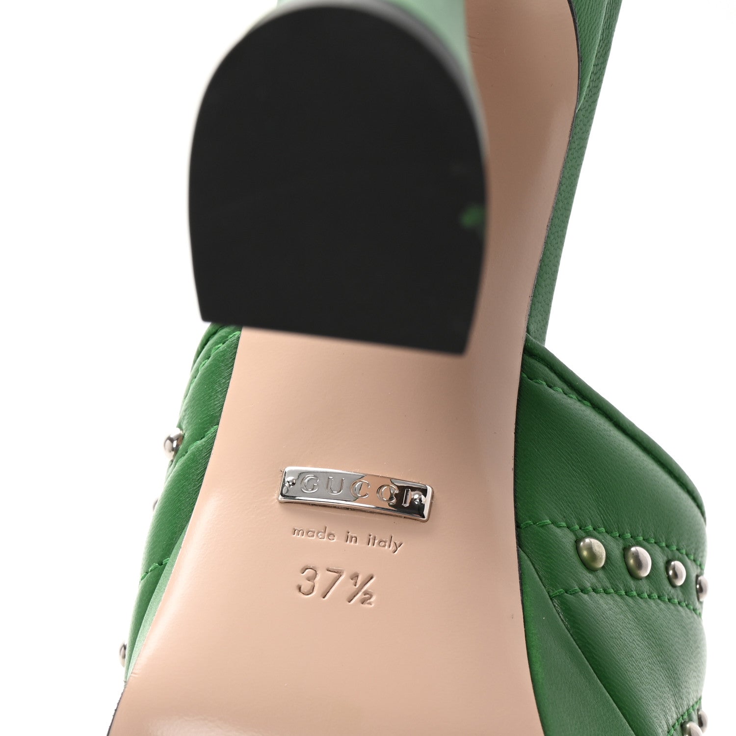 Calfskin Embellished Claire Mules 37.5 Spring Green