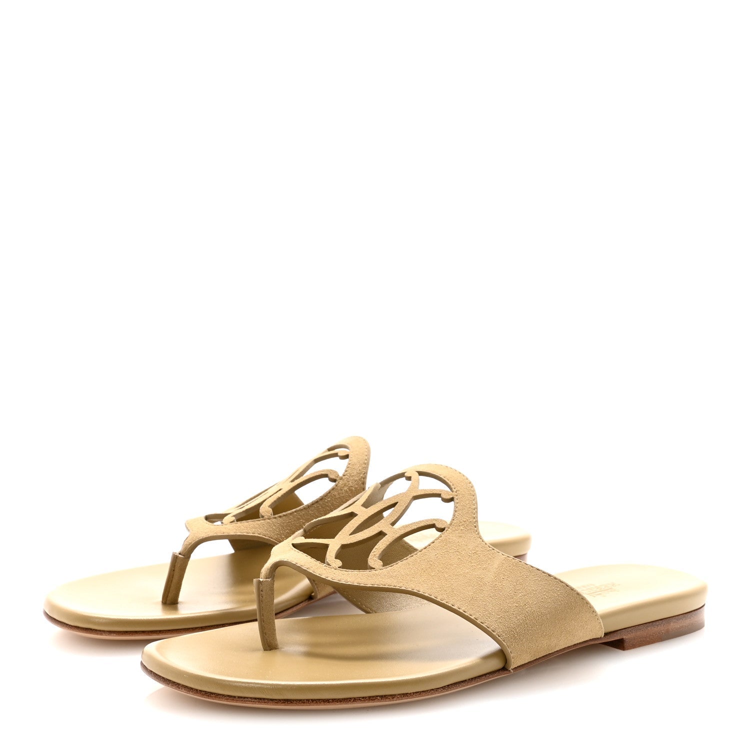 Suede Goatskin Womens Mage Sandals 38.5 Beige Albatre