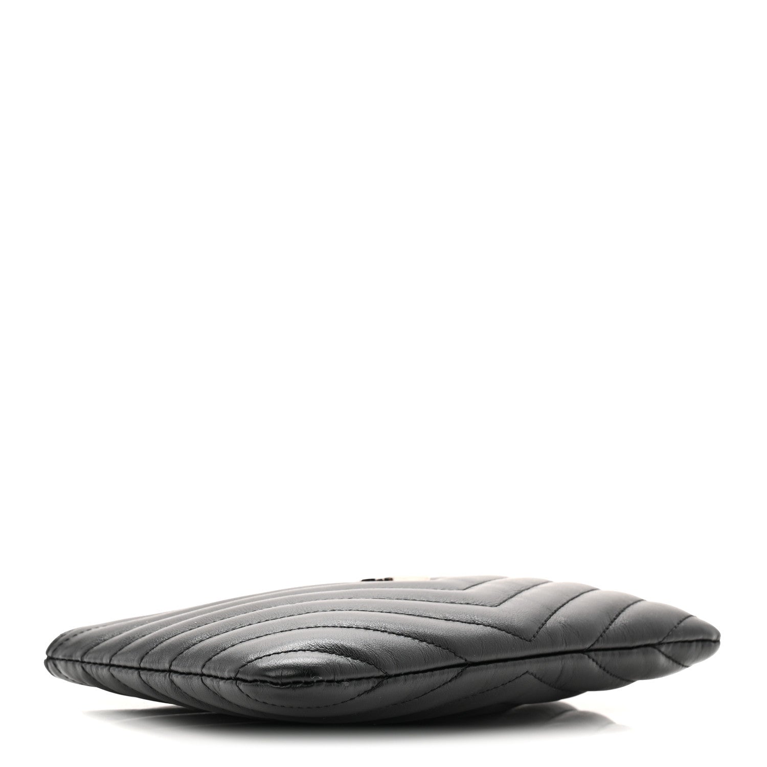 Calfskin Matelasse Chevron Monogram Pouch Black