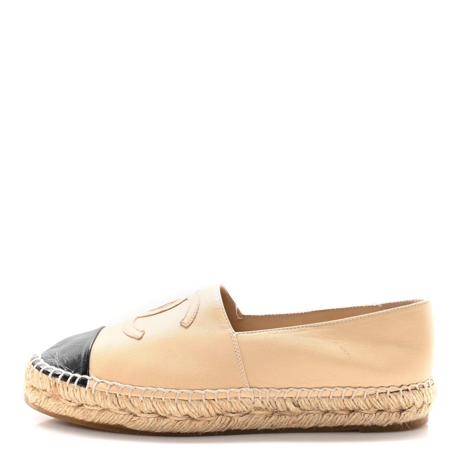 Lambskin CC Espadrilles 37 Beige Black