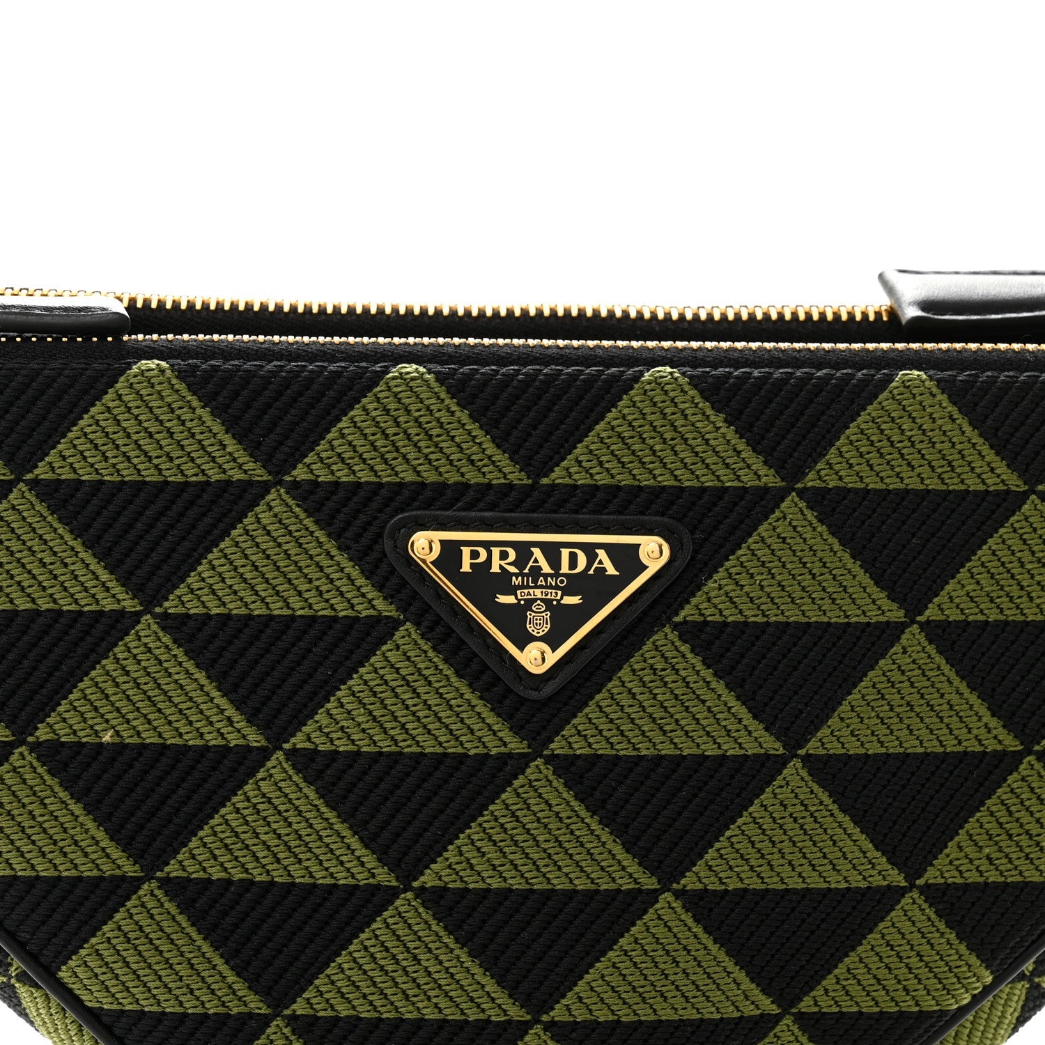 Jacquard Calfskin Triangolo Symbole Embroidered Mini Triangle Double Bag Black Edera