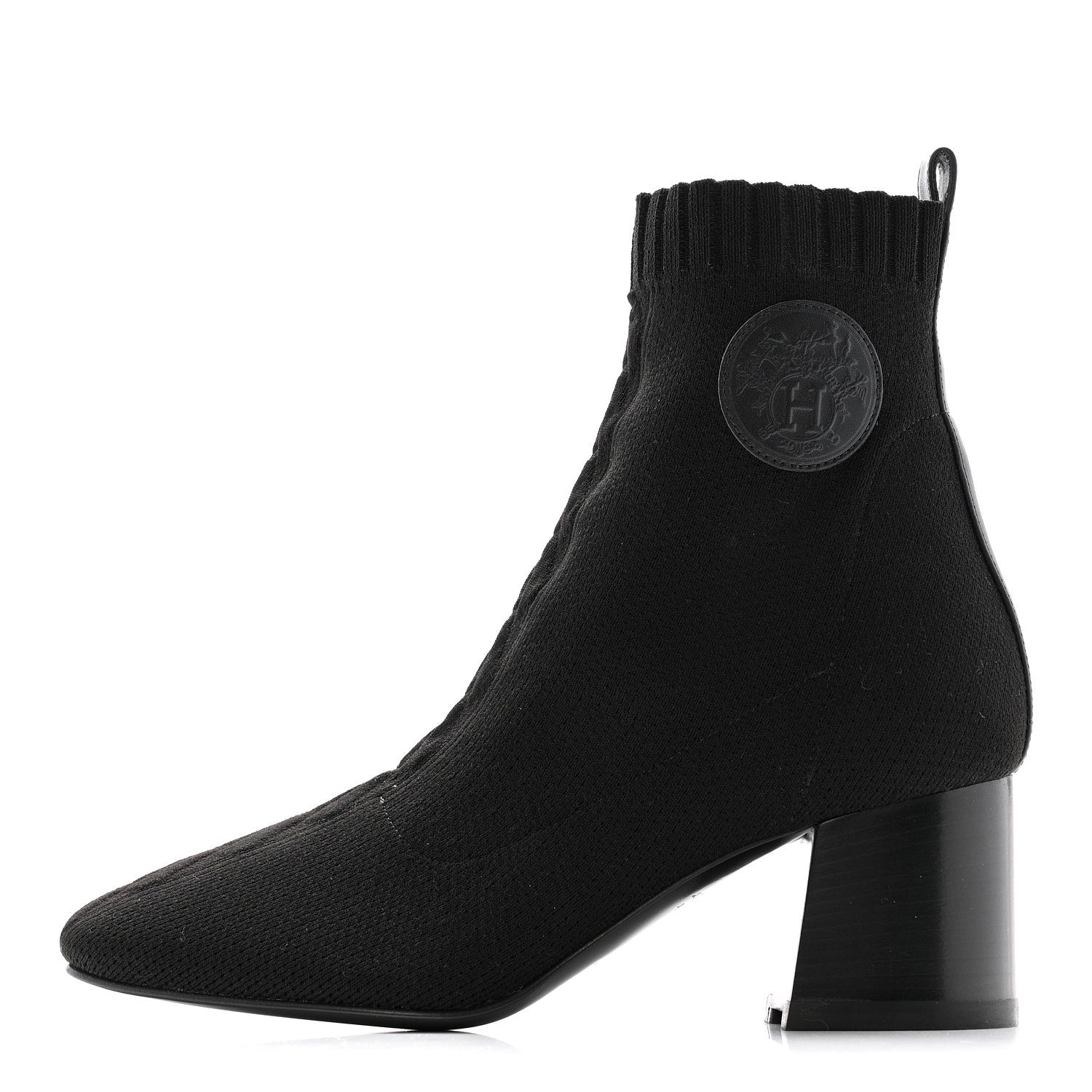 Knit Calfskin Volver 60 Ankle Boots 37 Black