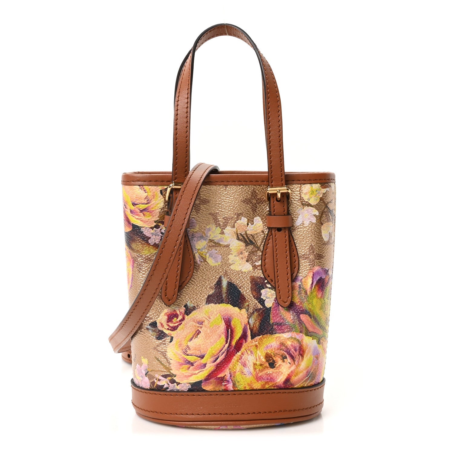 Metallic Monogram LV Garden Nano Bucket Bag Gold