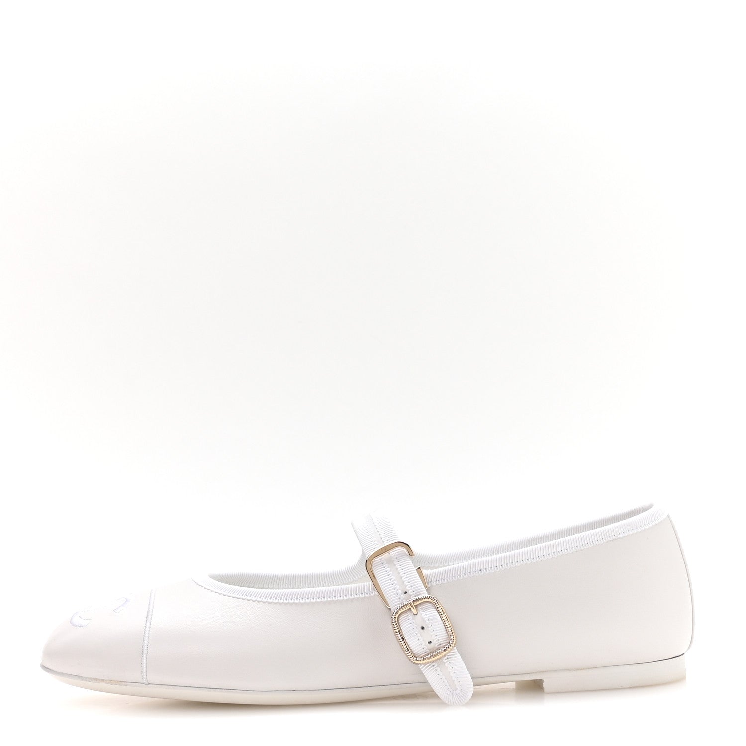 Lambskin Mary Jane Flats 40.5 White