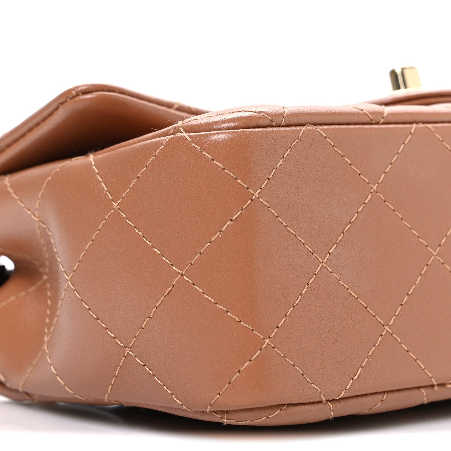 Lambskin Quilted Mini Rectangular Flap Brown