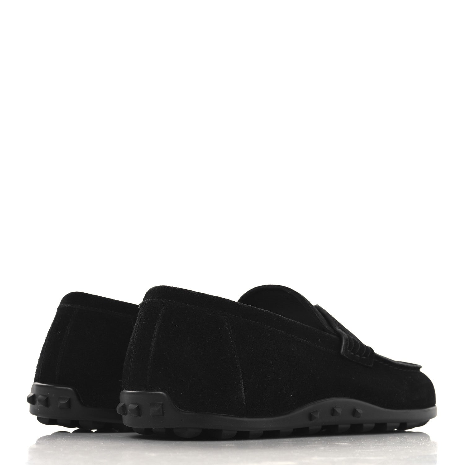 Suede Calfskin Lazy Loafers 37 Black
