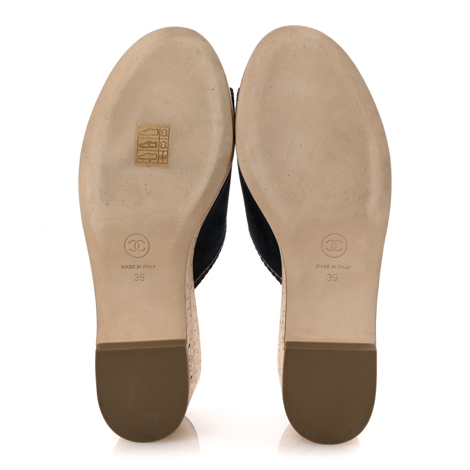 Suede Calfskin Cork CC Wedge Sandal 39 Navy Blue