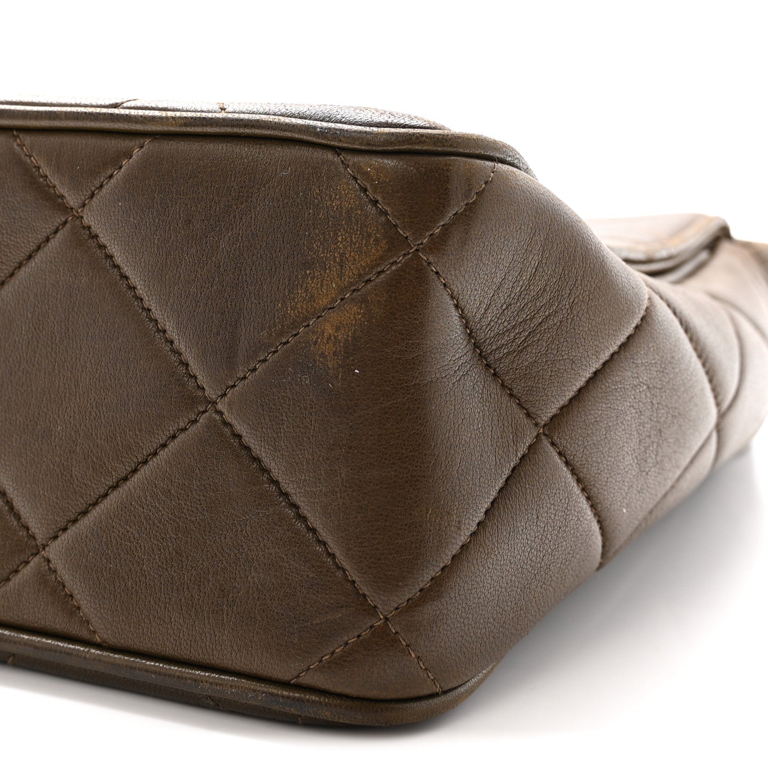 Lambskin Quilted CC Single Flap Shoulder Bag Brown