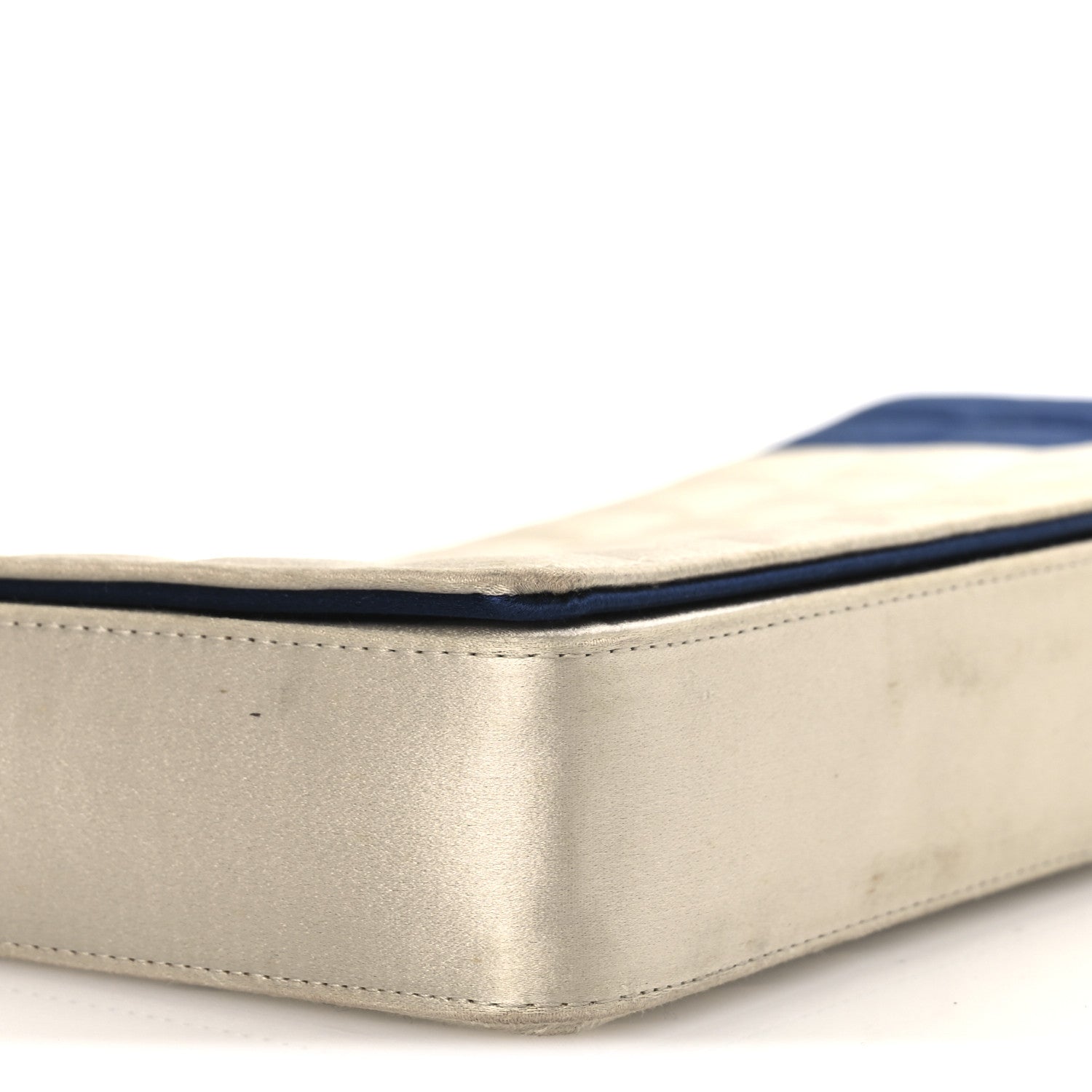 Satin Chocolate Bar Flap White Blue