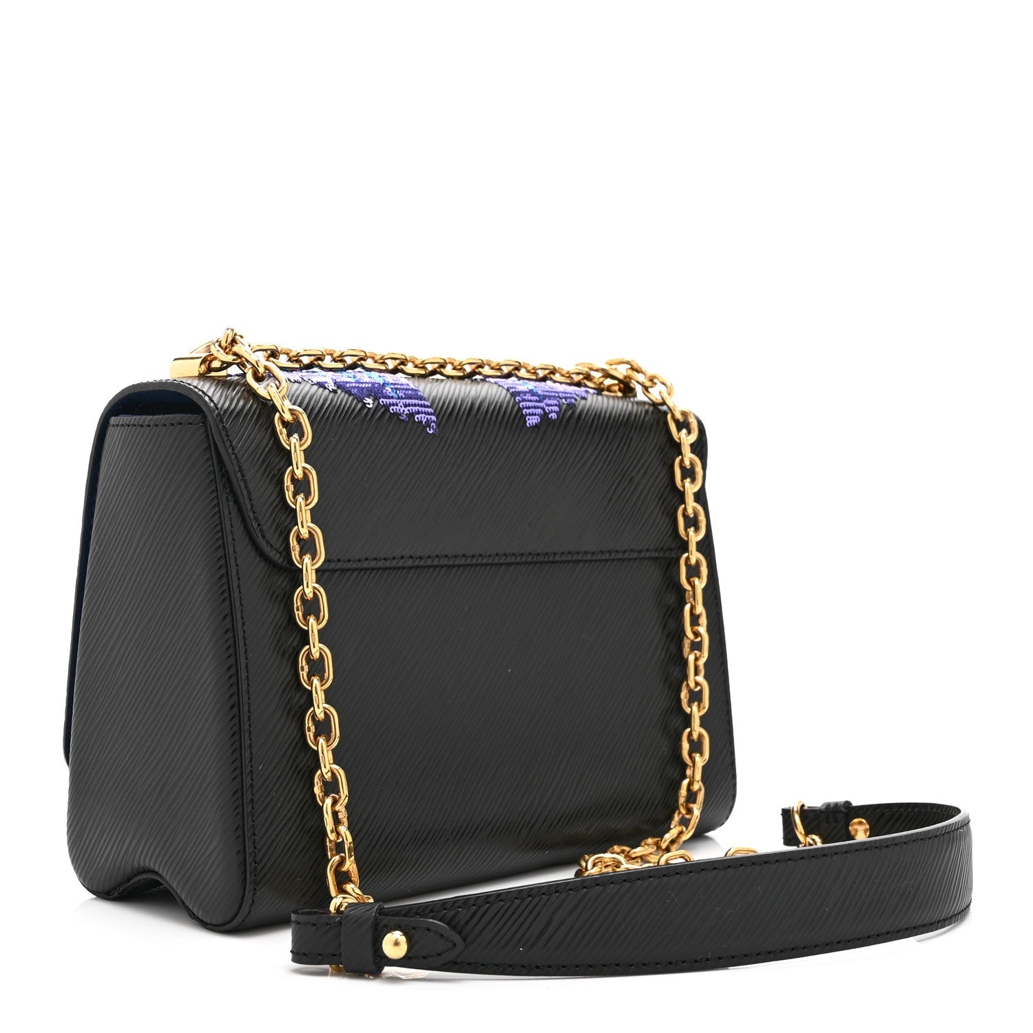 Epi Sequin Bird Twist Shoulder Bag MM Black