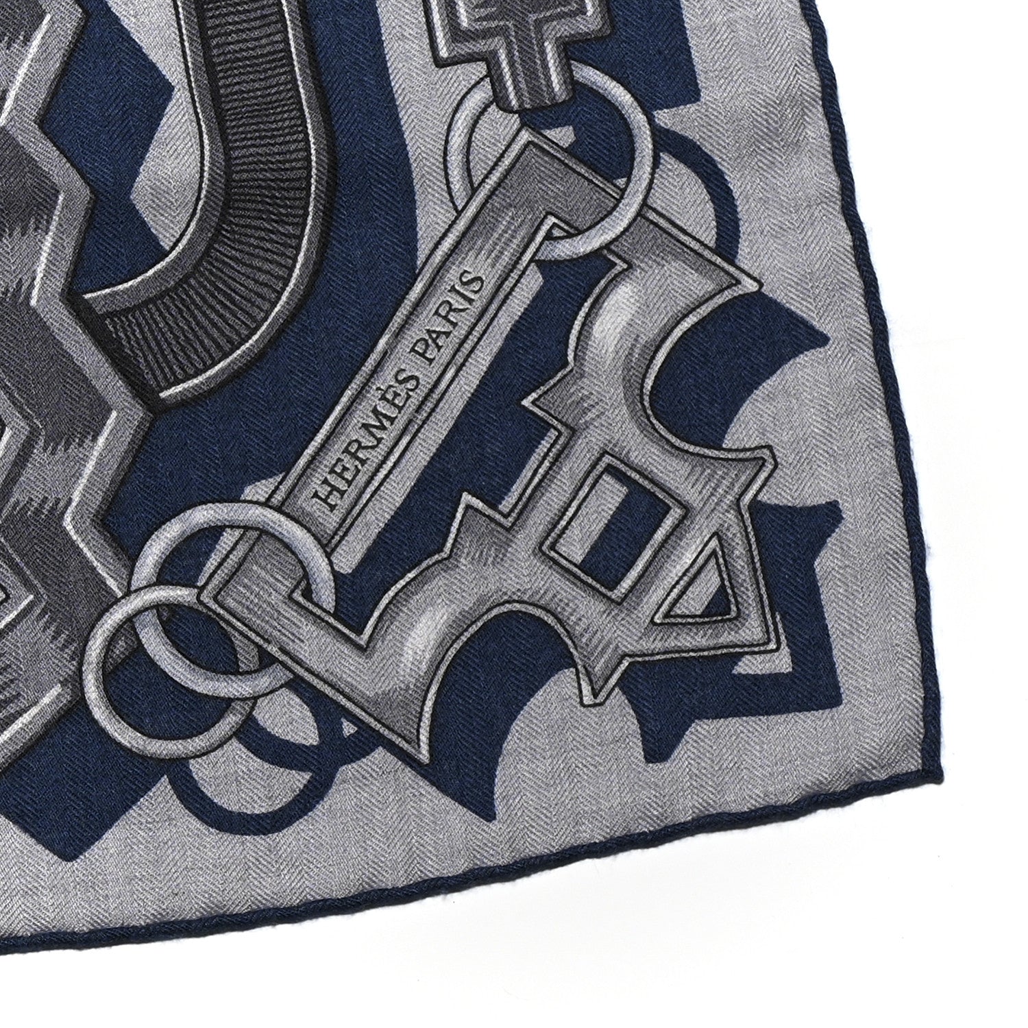 Cashmere Silk Brides Et Chaines Scarf 100 Gris Clair Gris Fonce Bleu Marine
