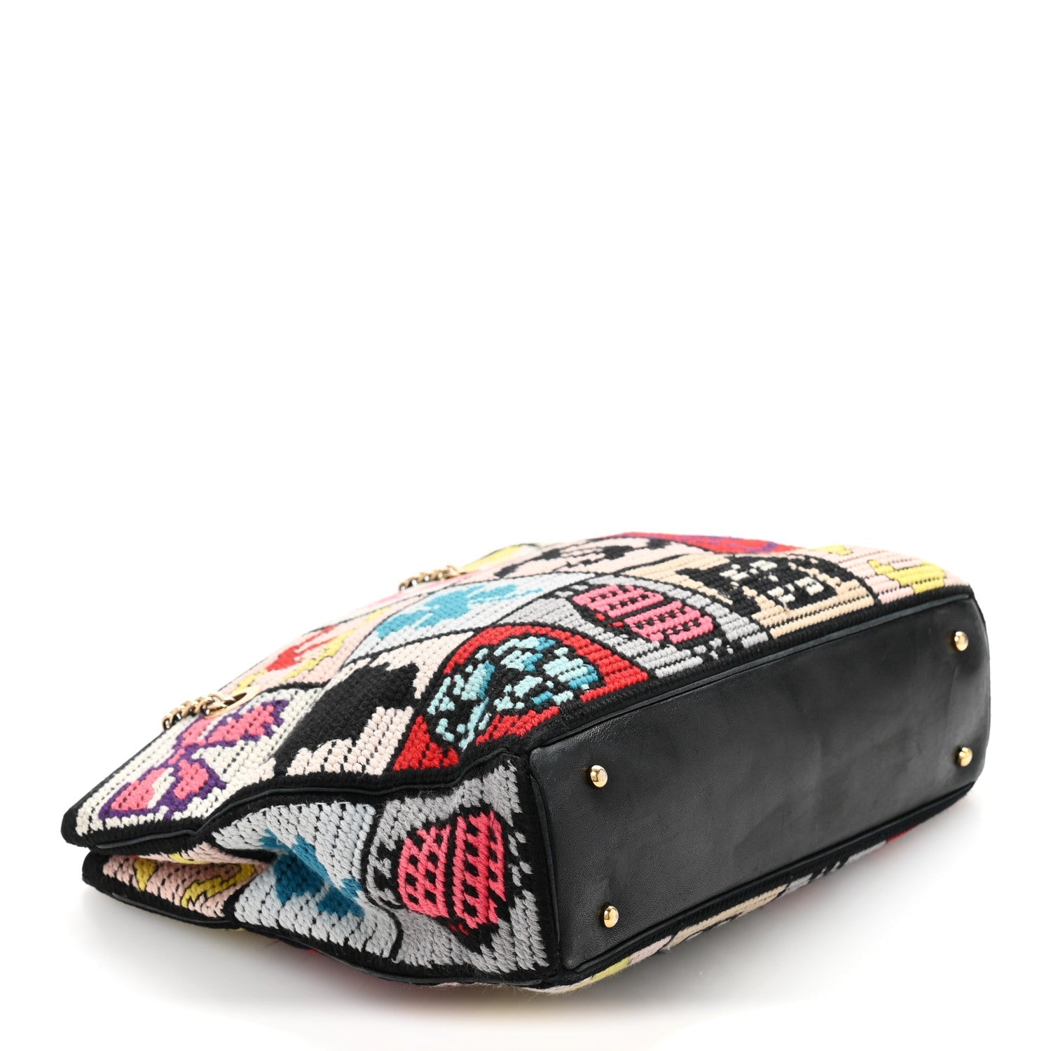 Needlepoint Precious Symbols Shoulder Bag Black