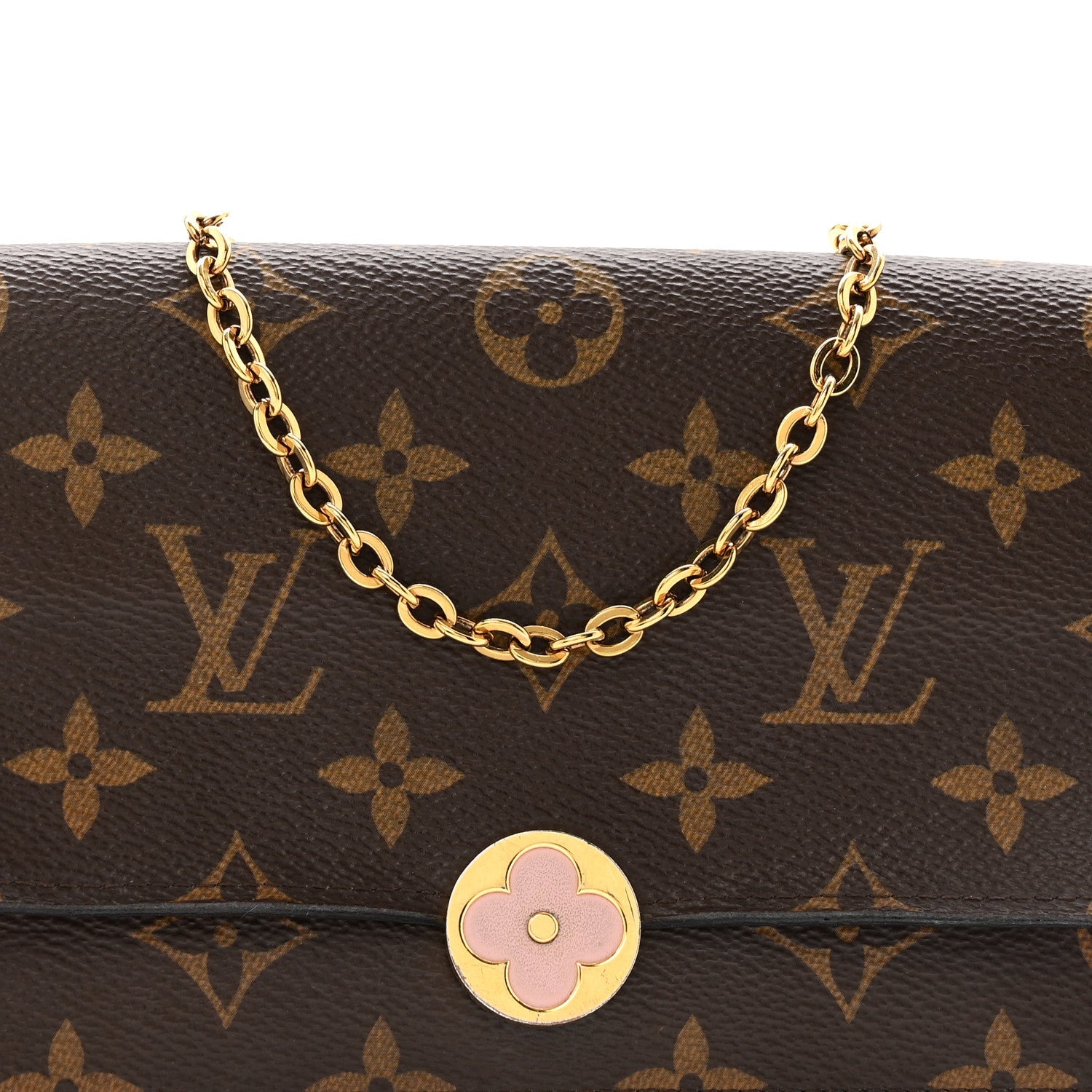 Monogram Flore Chain Wallet Rose Ballerine
