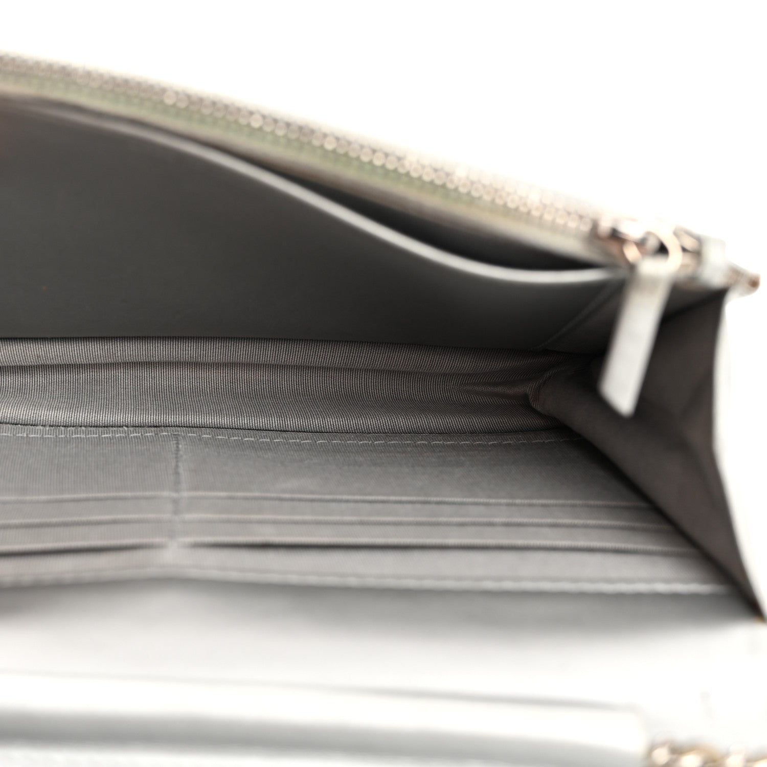 Patent Quilted Golden Class Wallet on Chain WOC Silver