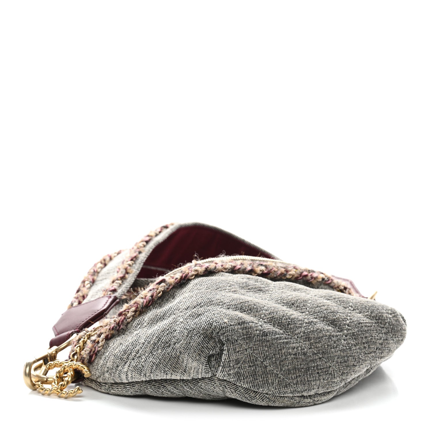 Wool Velvet Quilted Parisian Stroll Belt Bag Grey
