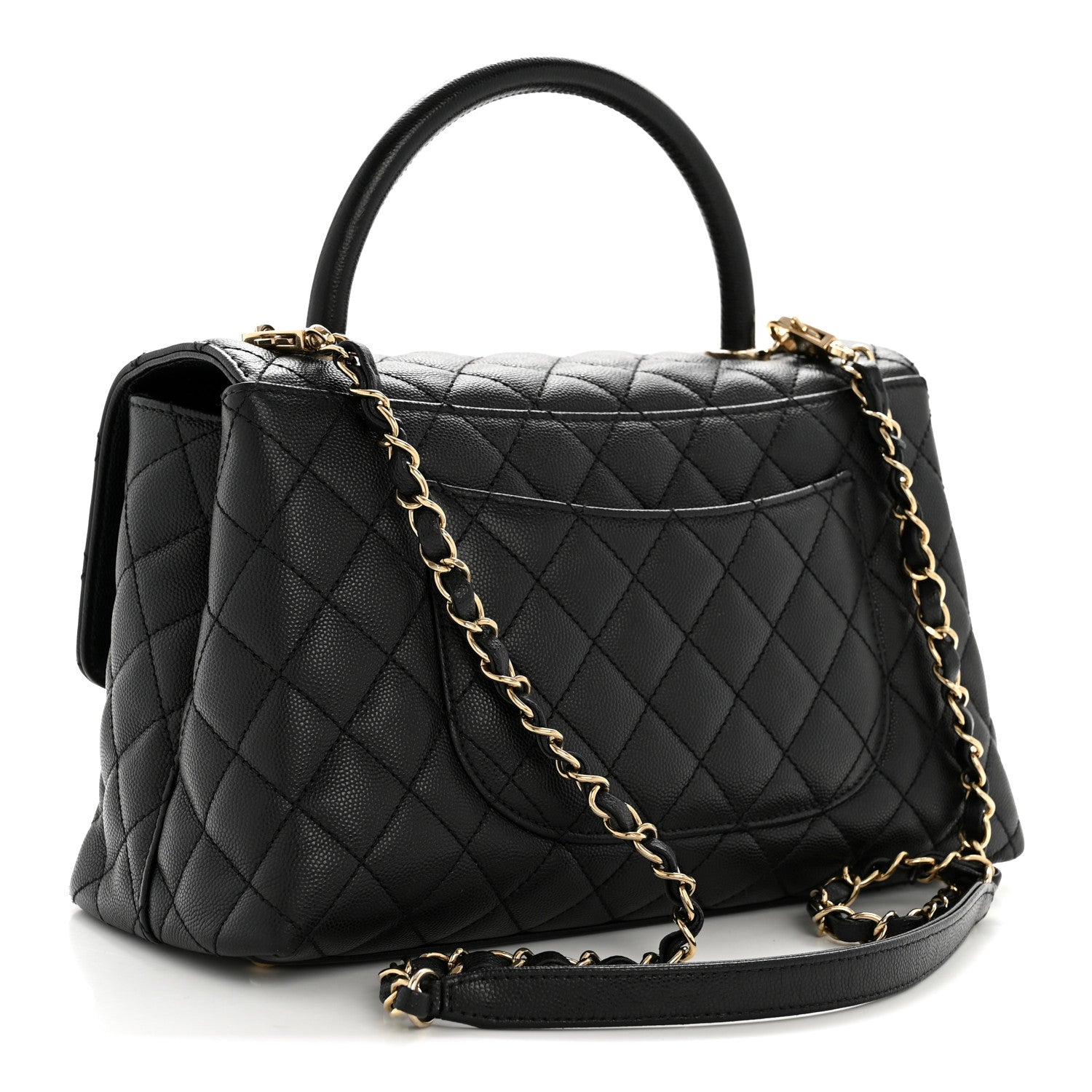 Caviar Quilted Small Coco Handle Flap Black