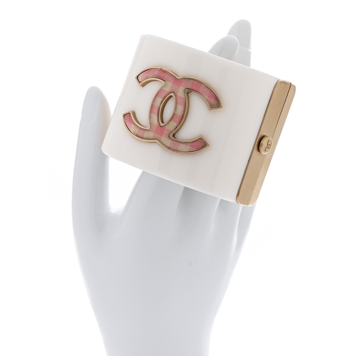 Resin Gingham CC Cuff White Pink